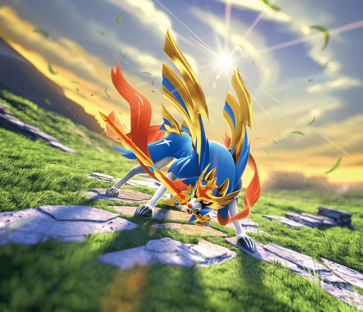 1260x1080 Wallpaper of the legendary Pokémon Zacian from the TCG set, Desktop