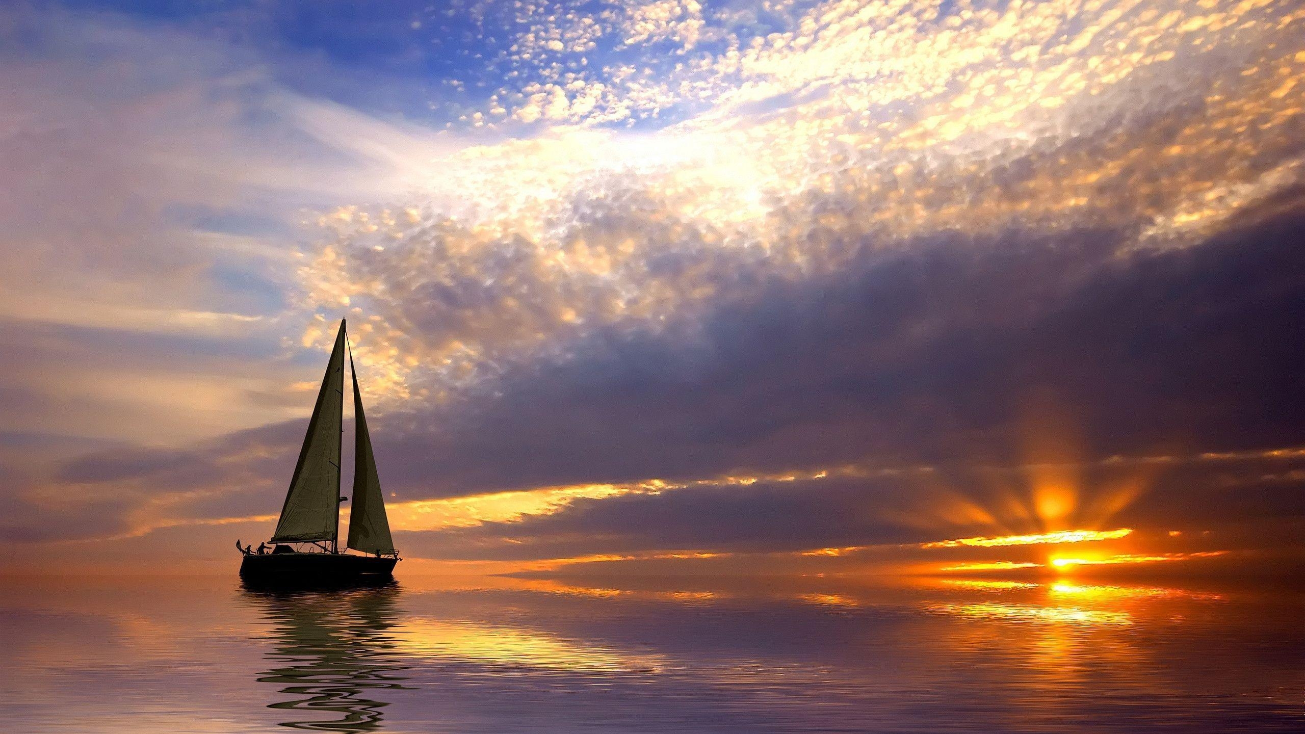 2560x1440 Sailing Sunrise Wallpaper, Desktop