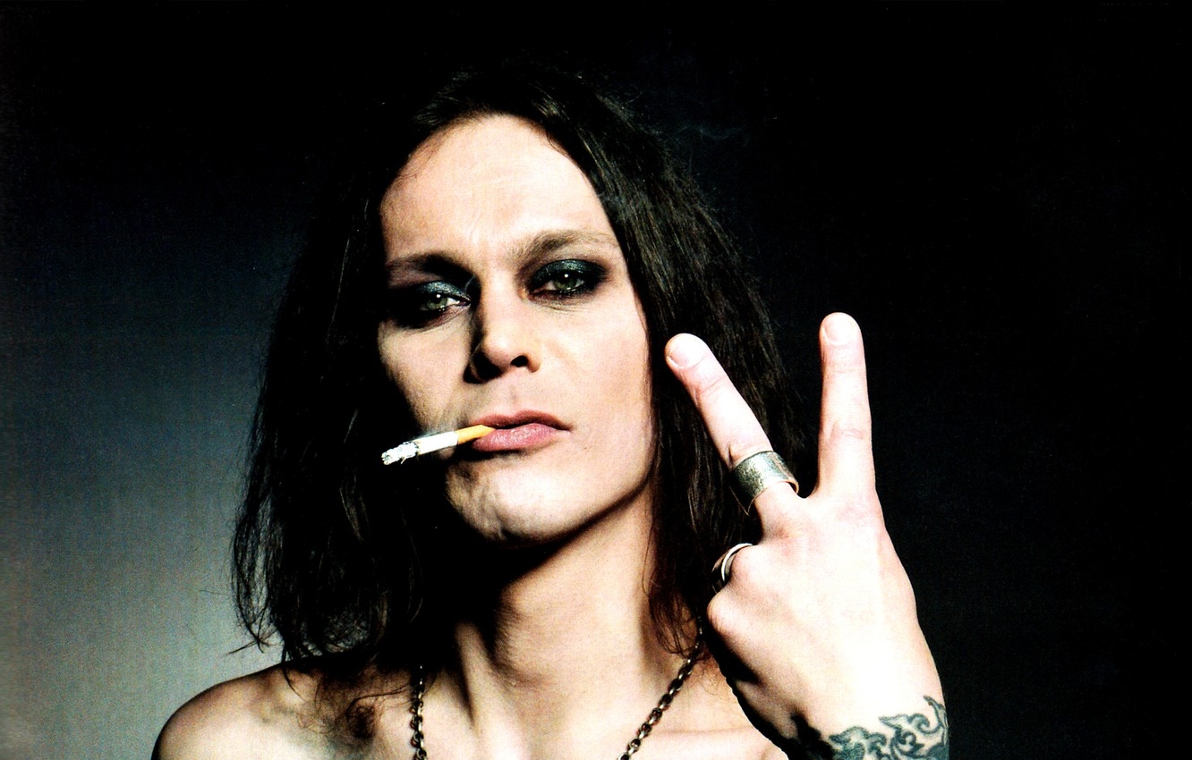 1340x850 Wallpaper sign, man, victory, singer, HIM, Ville Valo image for desktop, section мужчины, Desktop