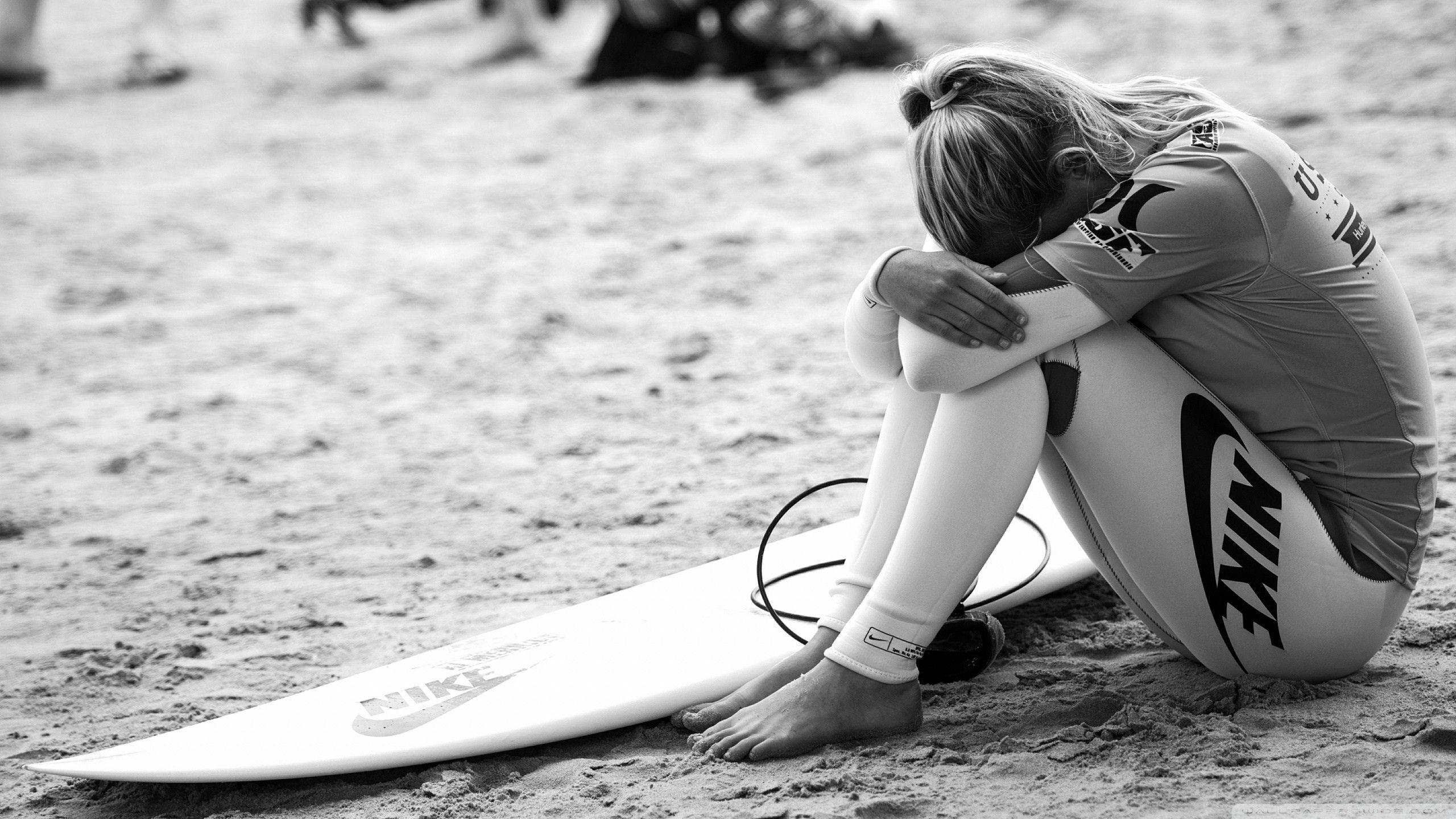 2560x1440 Wallpaper Surfing, Surfer, Girl, Sport, Nike, Bw HD, Picture, Image, Desktop