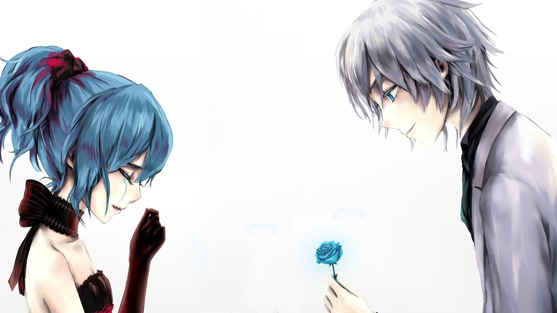 1920x1080 Anime Love Couple Boy Giving Rose to Cry Girl Wallpaper. anime, Desktop