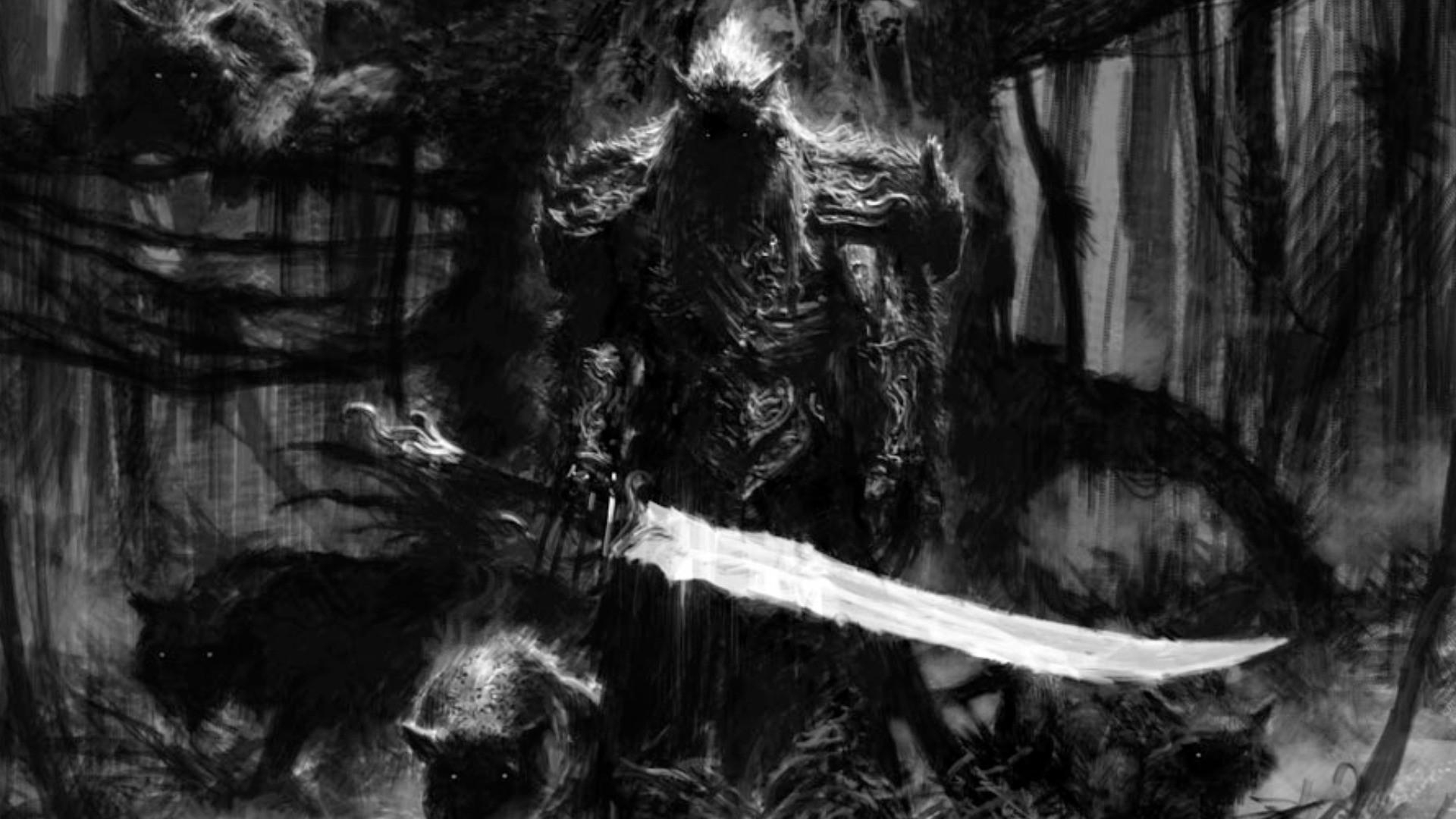 1920x1080 black trees dark artistic forest fur armor monochrome, Desktop