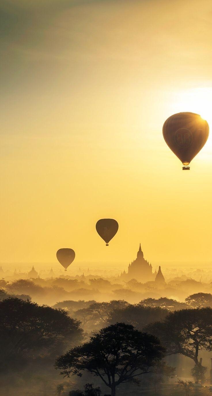 740x1380 hot air ballon Bagan, Myanmar. Beautiful Wallpaper, Phone