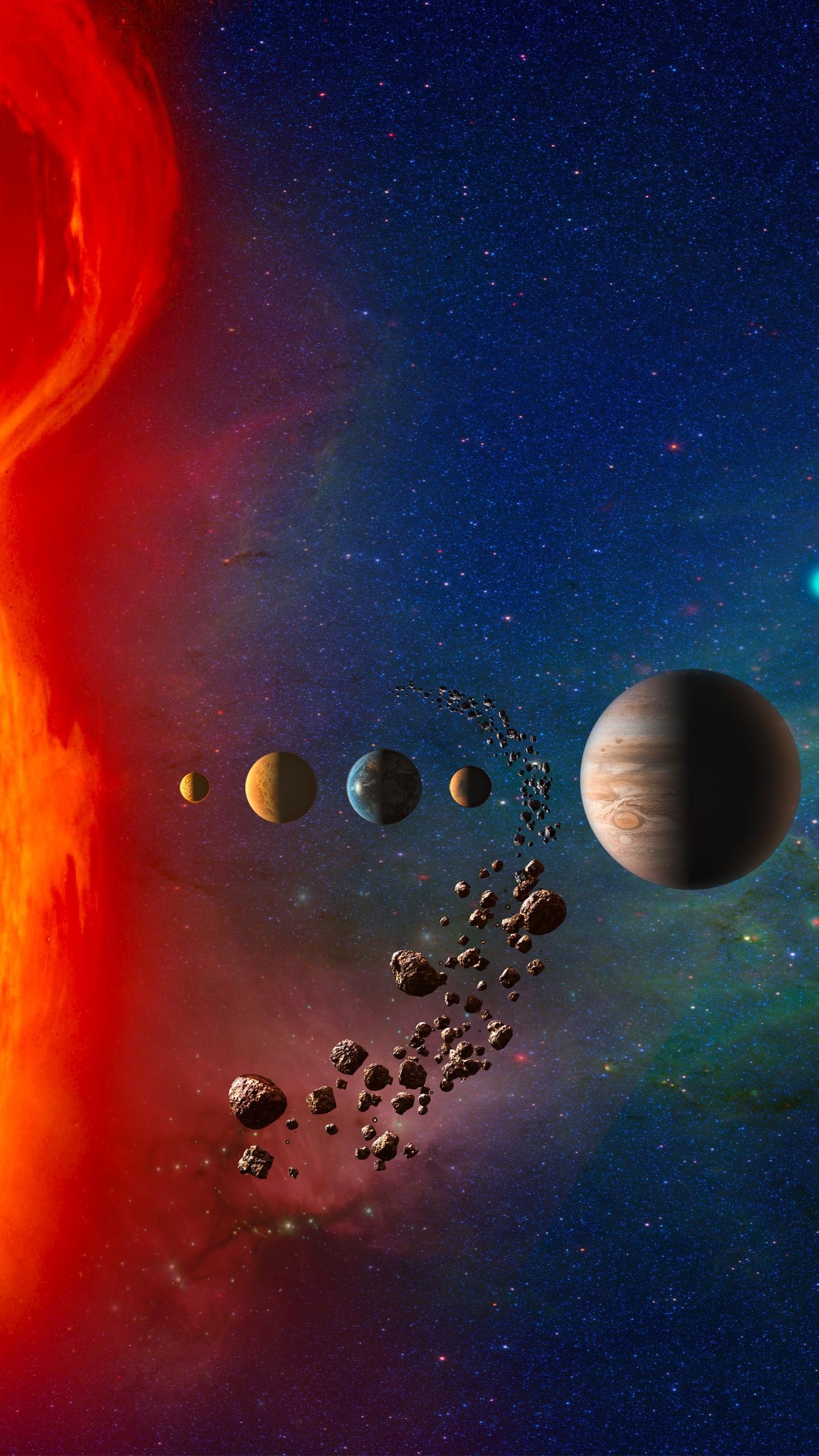 1440x2560 Planets in Solar System 4K Wallpaper, Phone