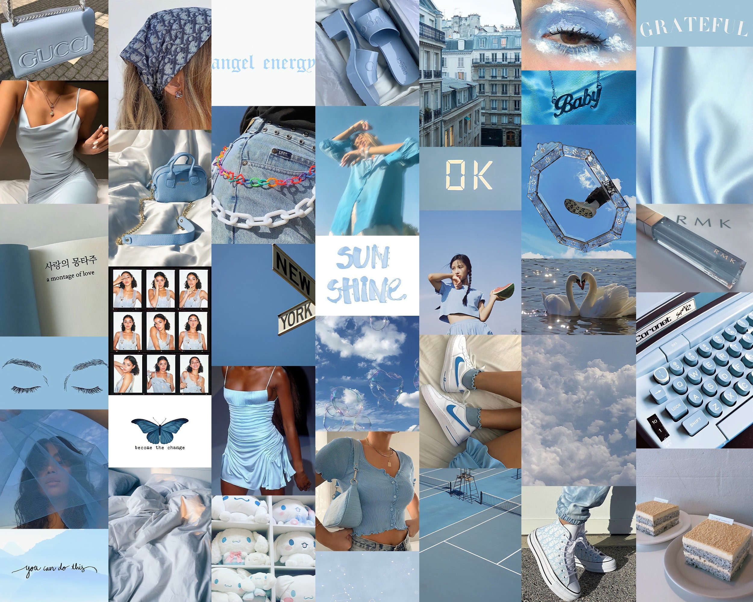 2500x2000 BABY BLUE AESTHETIC Printed Wall Collage Set 45 Image, Desktop