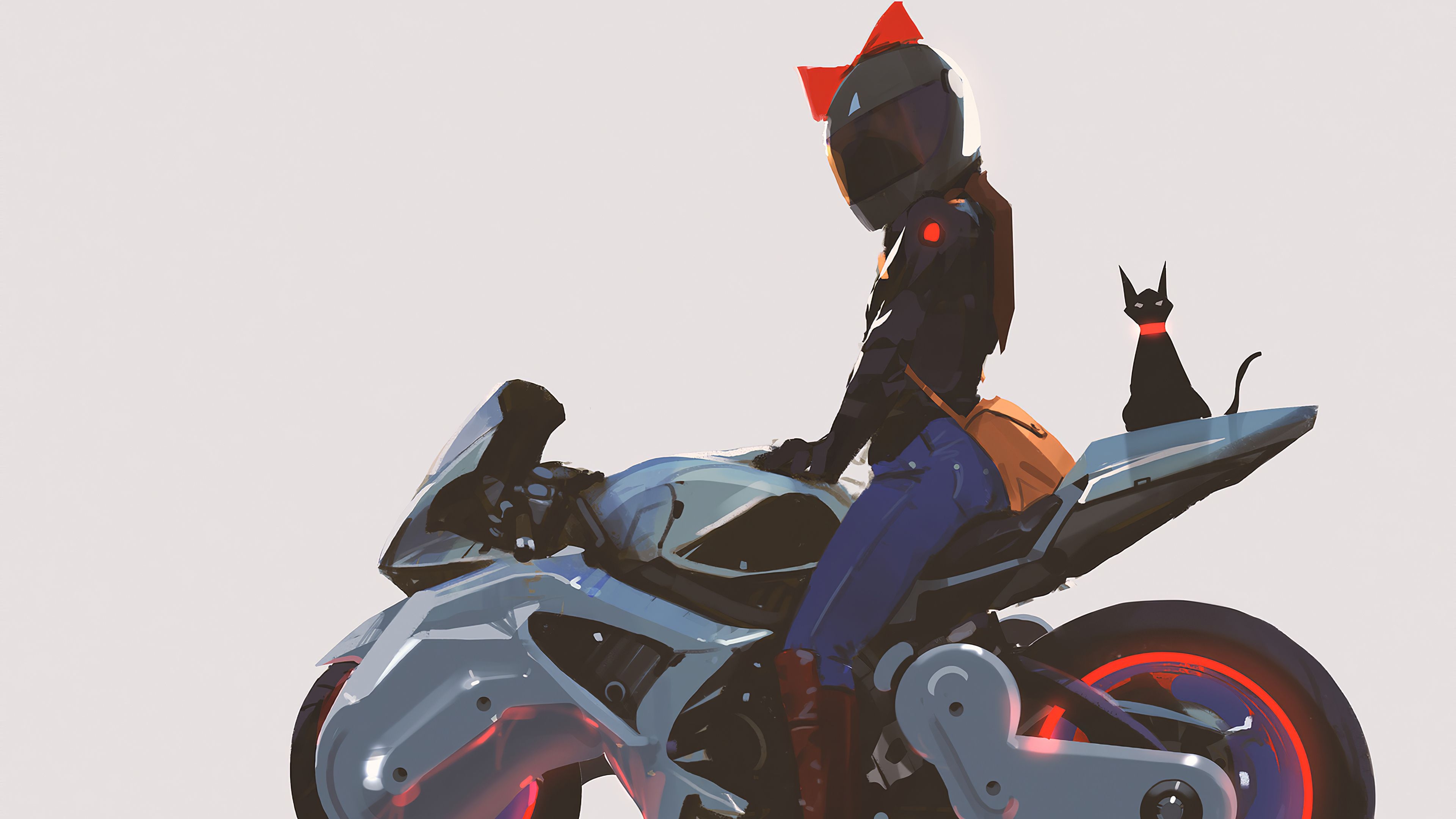 3840x2160 Biker Girl With Cat Behind 4k, HD Artist, 4k Wallpaper, Image, Background, Photo and Picture, Desktop