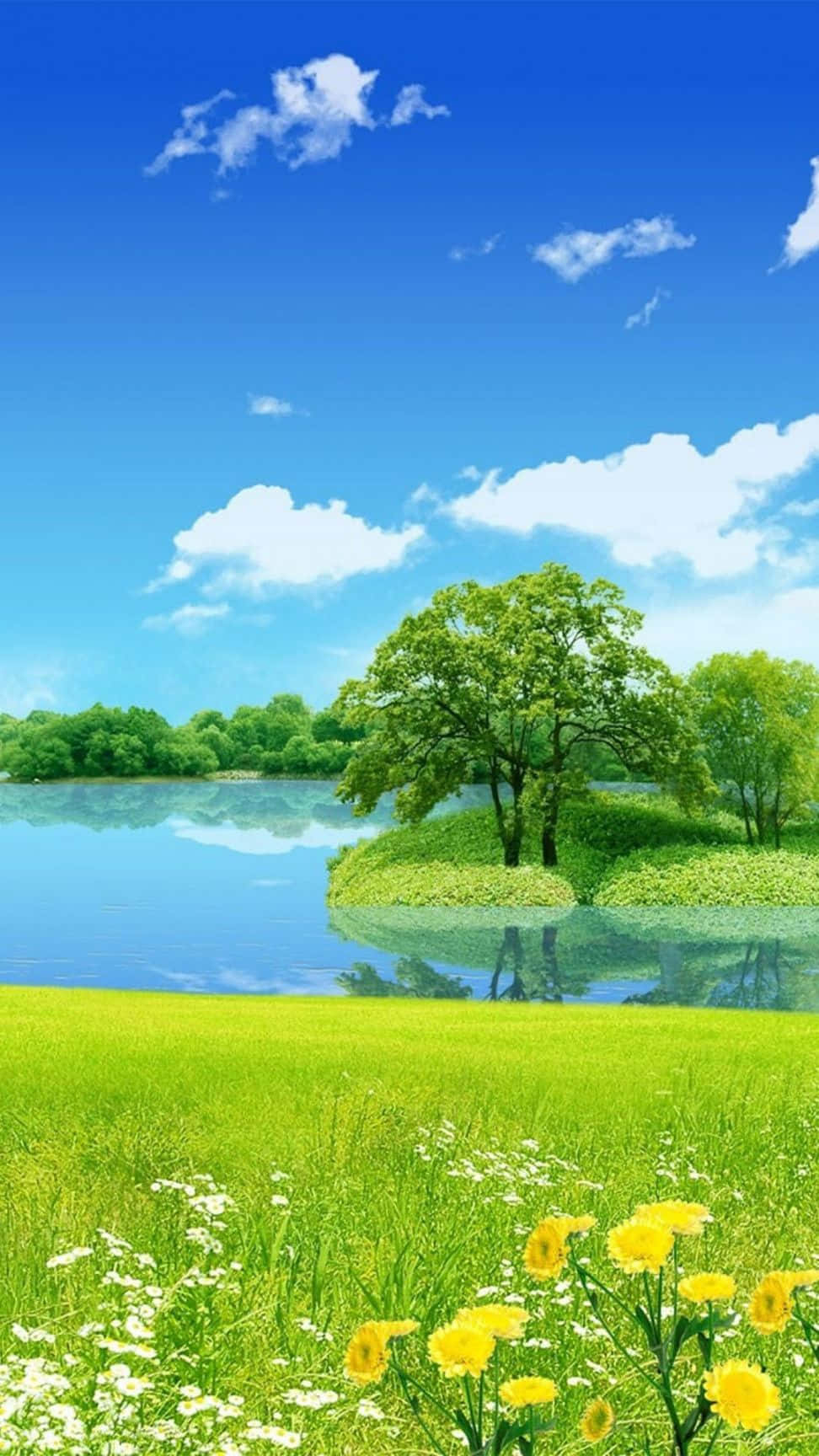 980x1730 Download Peaceful Meadow Nature Android HD Wallpaper, Phone