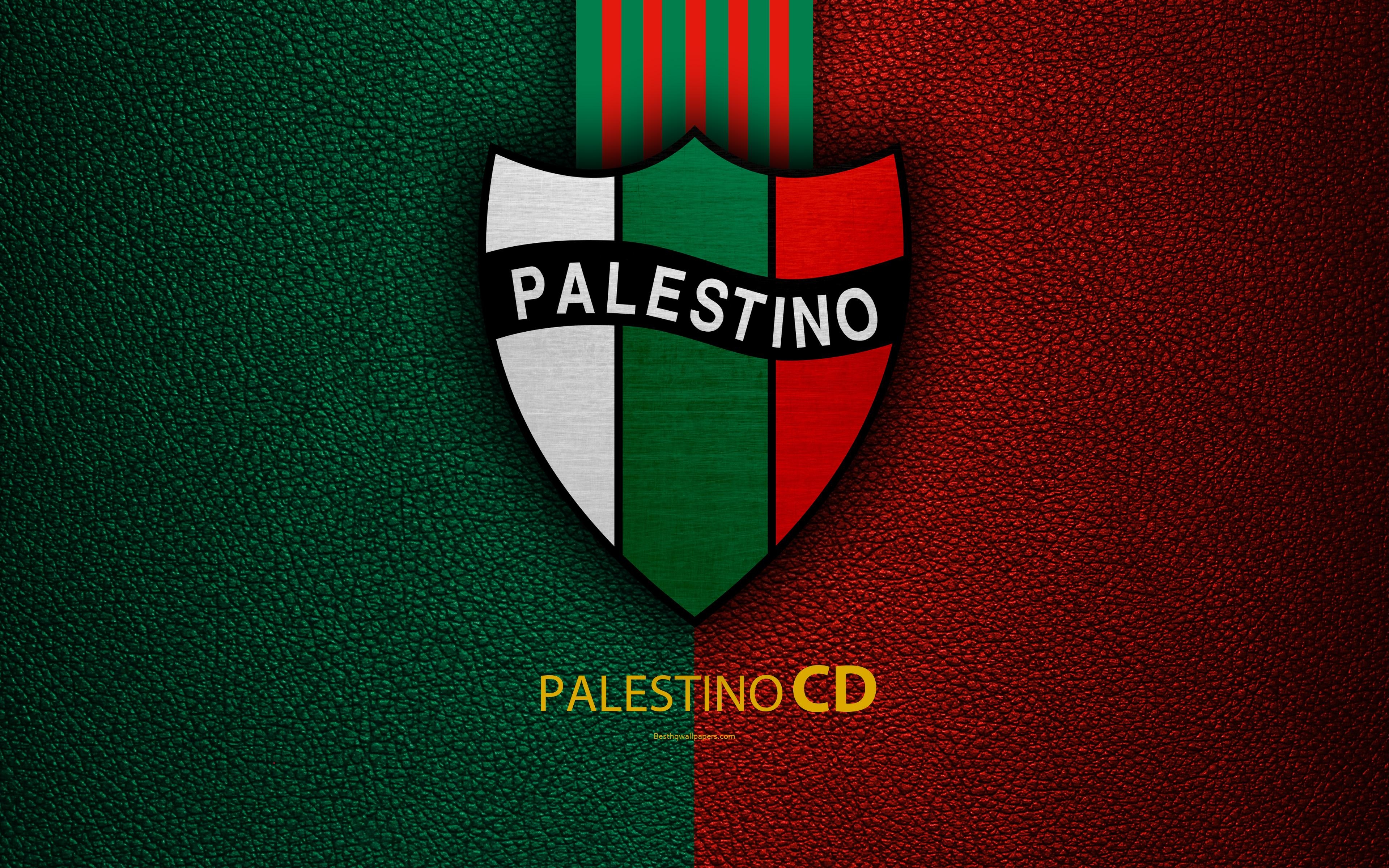 3840x2400 Download wallpaper Club Deportivo Palestino, 4k, logo, leather, Desktop