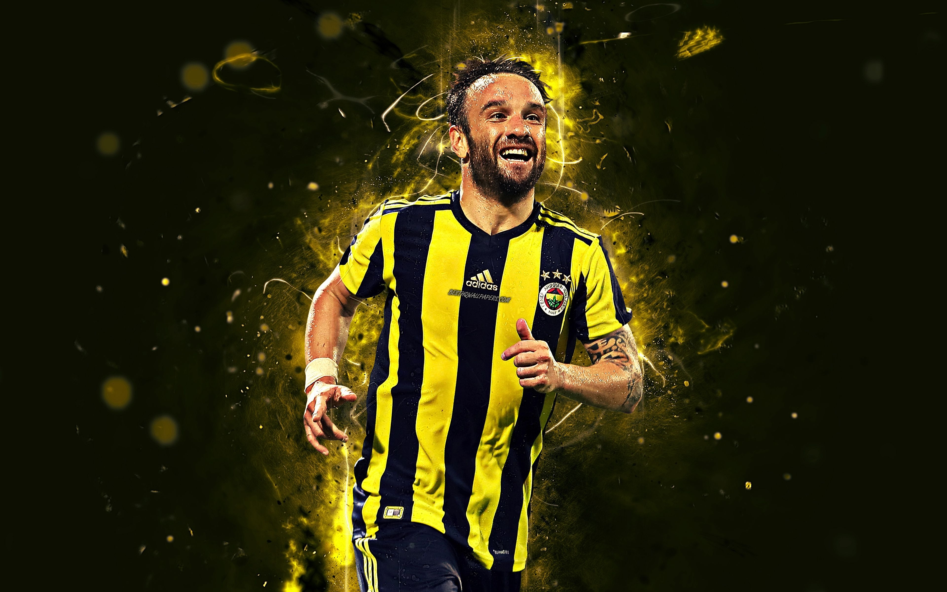 3840x2400 Download wallpaper Mathieu Valbuena, 4k, abstract art, football stars, Fenerbahce, soccer, Valbuena, Turkish Super Lig, footballers, neon lights, Fenerbahce FC for desktop with resolution. High Quality HD picture wallpaper, Desktop