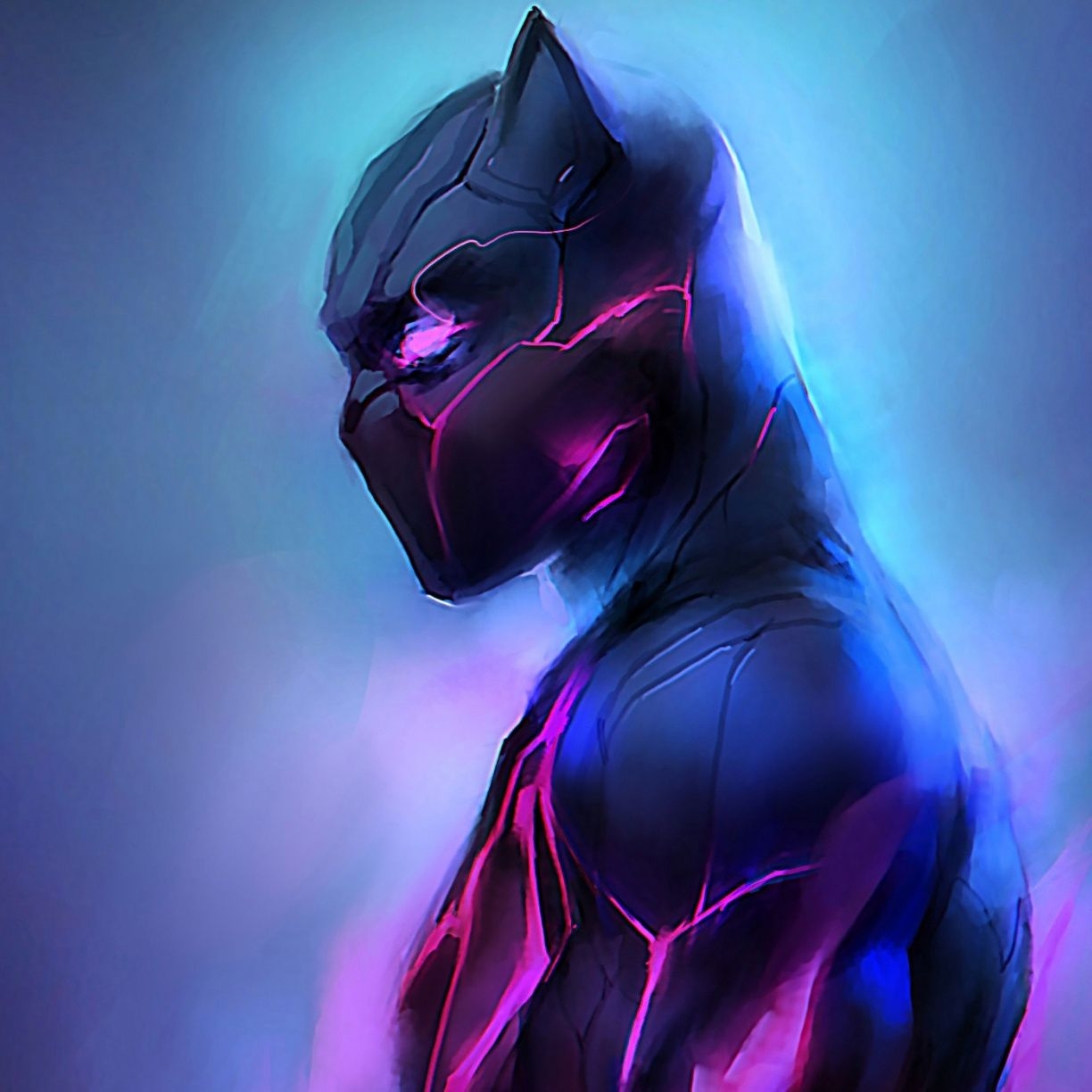 1230x1230 Artwork, Black Panther, glowing suit wallpaper, 2480x HD, Phone