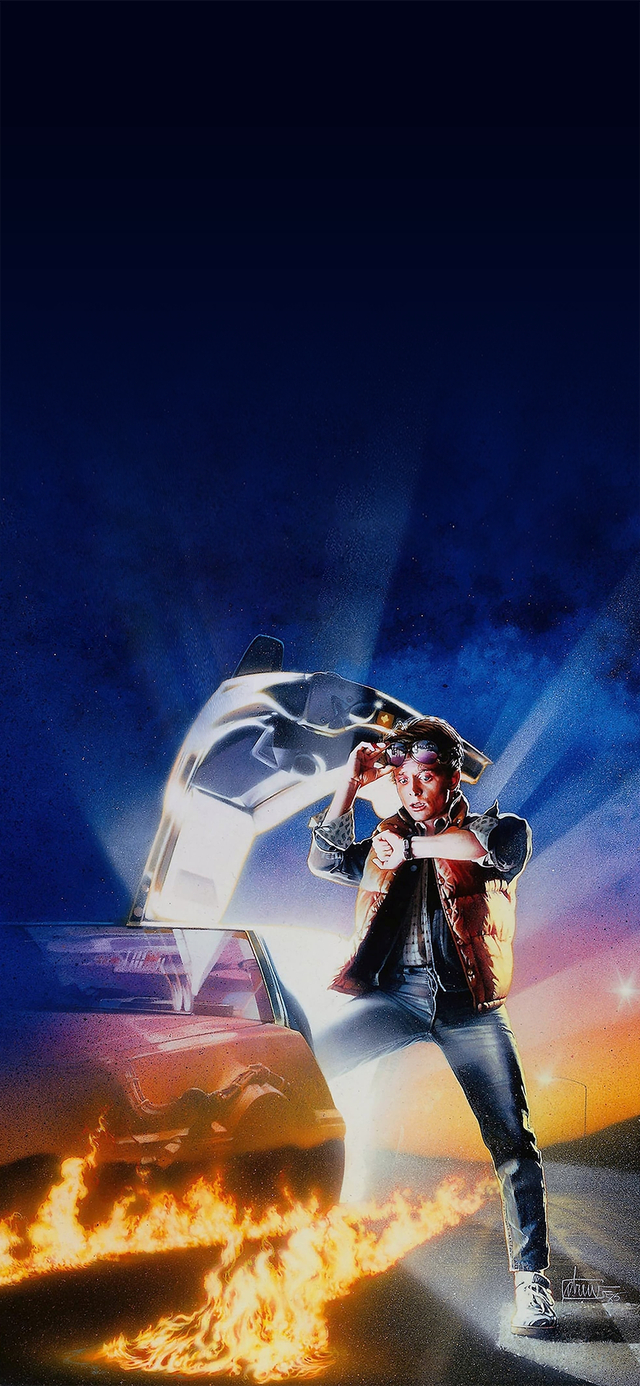 640x1390 Removed the text from the Back to the Future Poster and made it into a mobile wallpaper, Phone