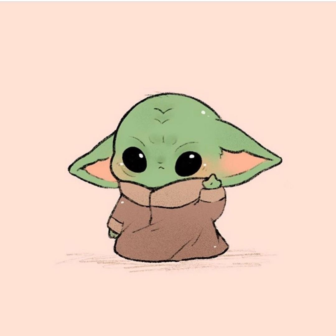 1080x1080 Cute Baby Yoda Drawing Kawaii, Phone