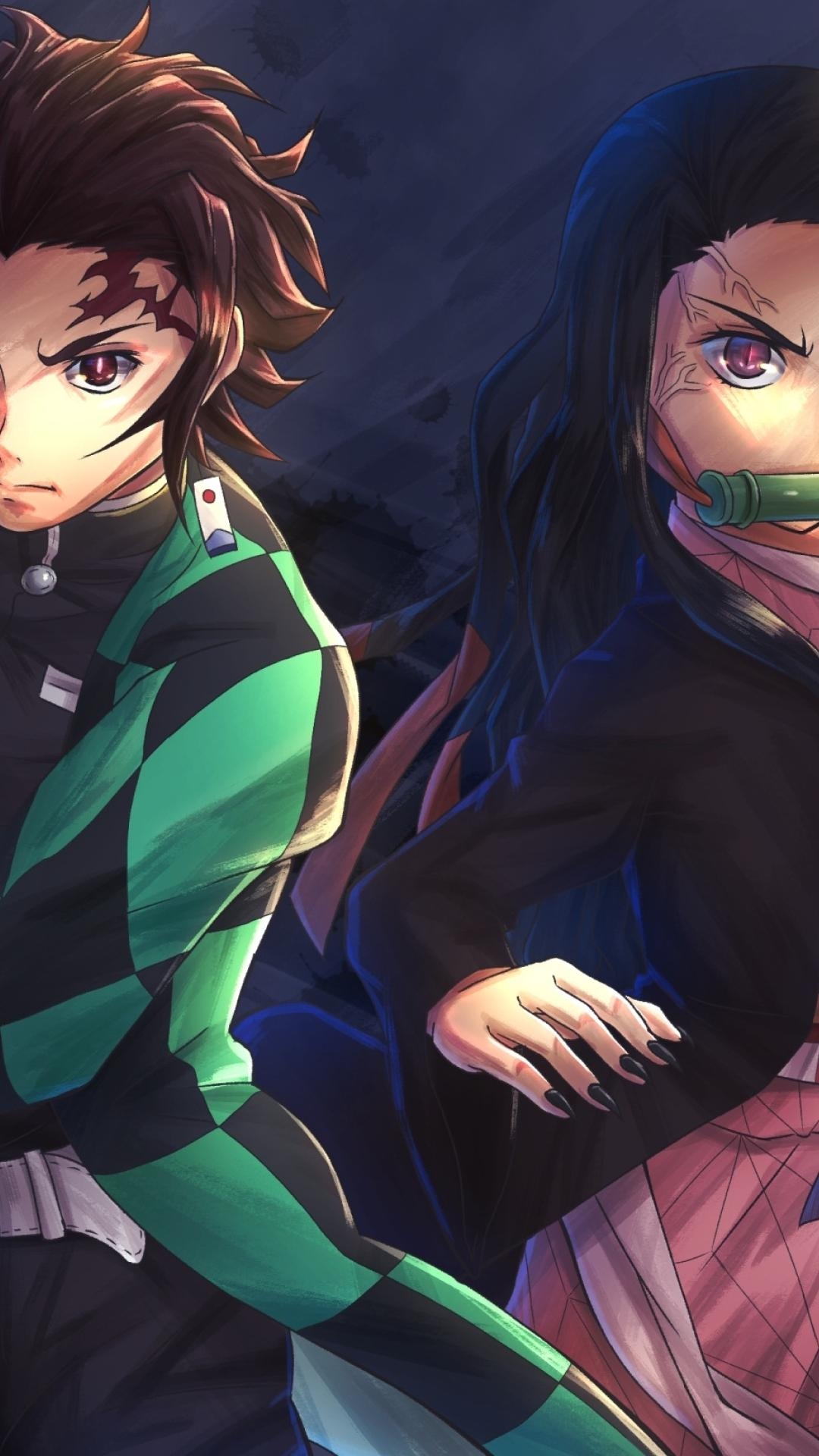 1080x1920 Nezuko Kamado and Tanjirou Kamado iPhone 6s, 6 Plus, Phone