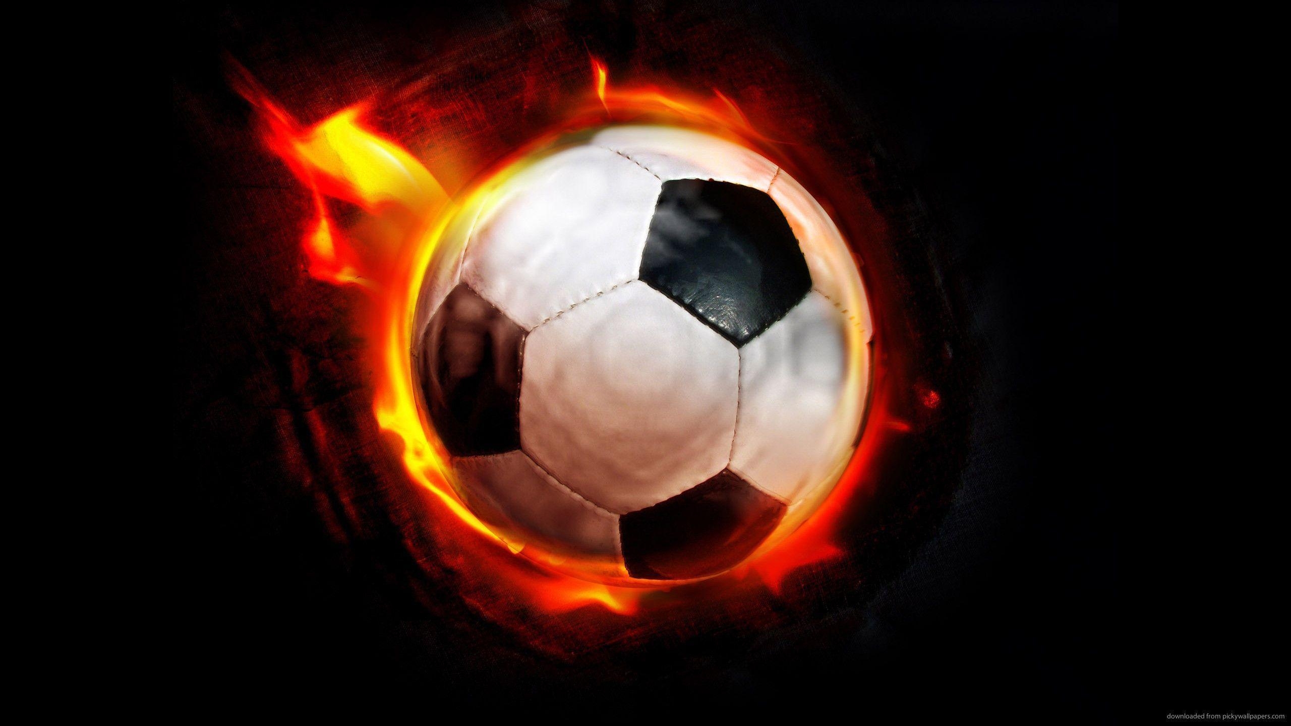 2560x1440 Download  Burning Soccer Ball Wallpaper, Desktop