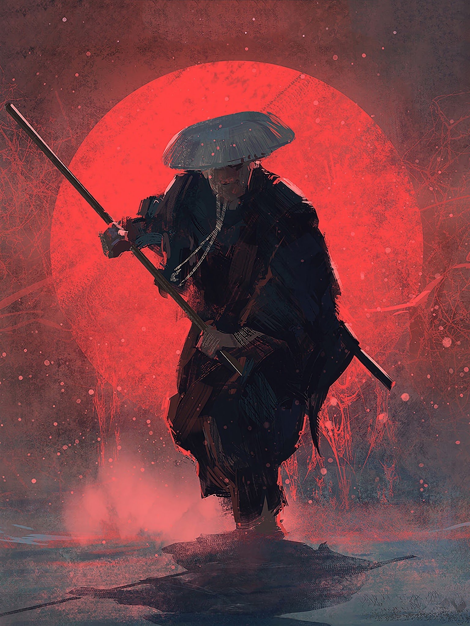 1540x2050 Samurai Art Fantasy 4K Wallpaper, Phone