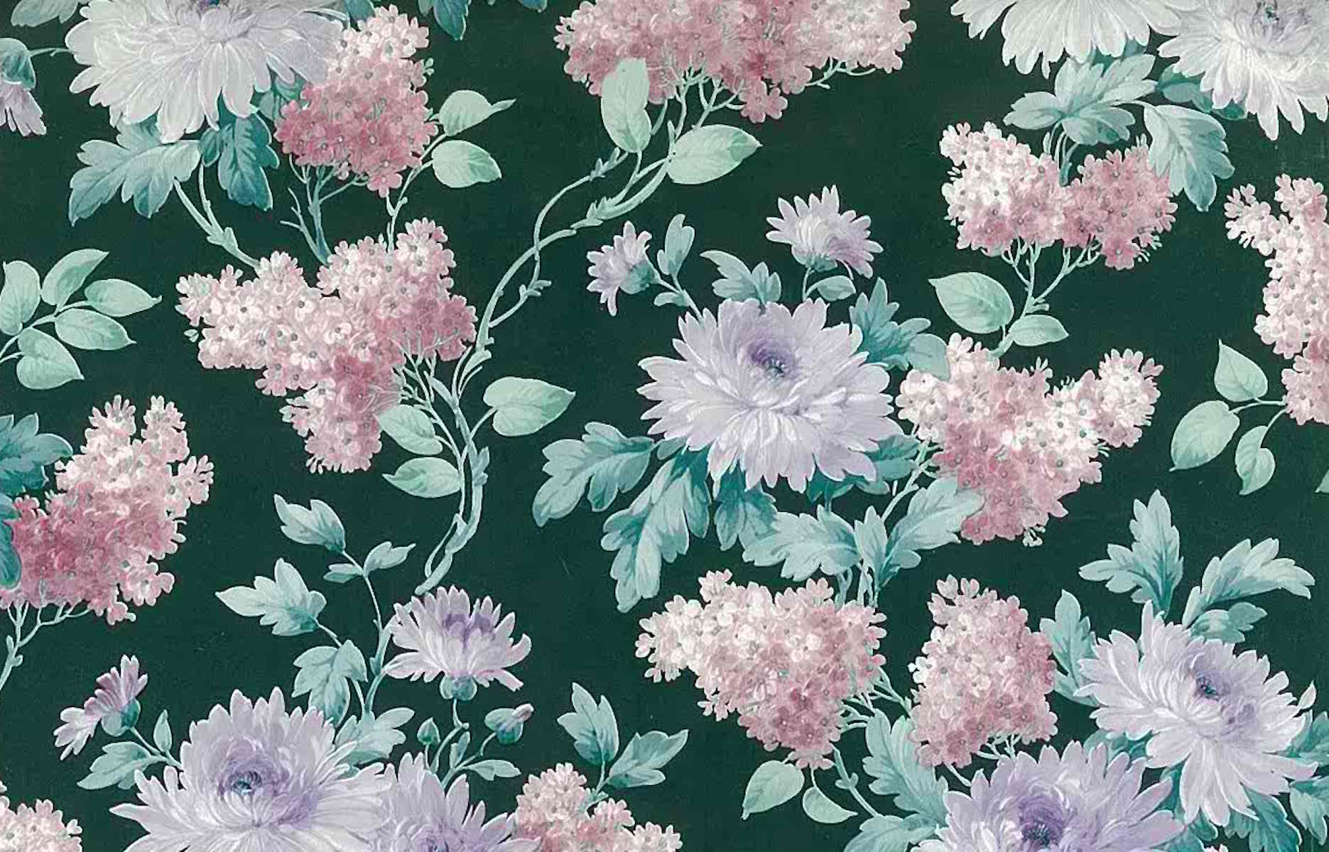 1880x1200 Green Floral Vintage Wallpaper Pink White Purple Lilacs Textured WS5610, Desktop