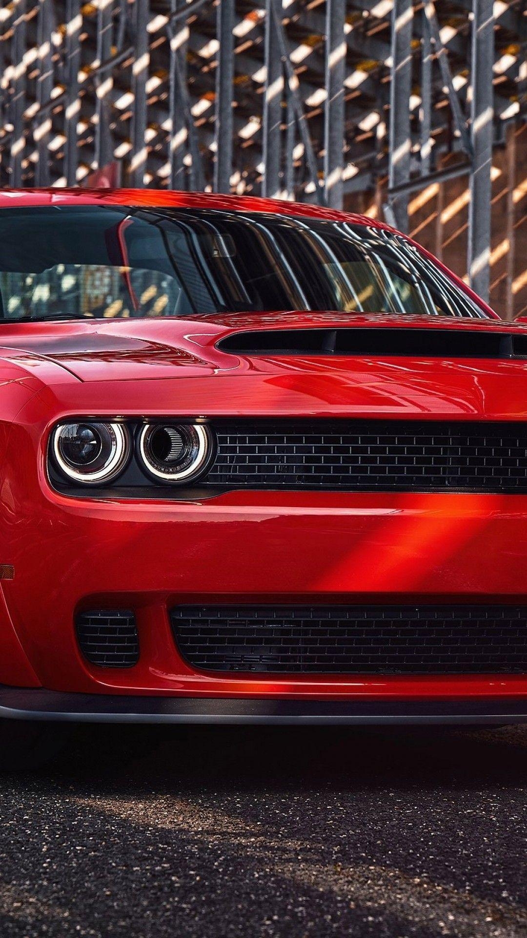 1080x1920 Download  Dodge Challenger Srt Demon, Red, Front View, Phone