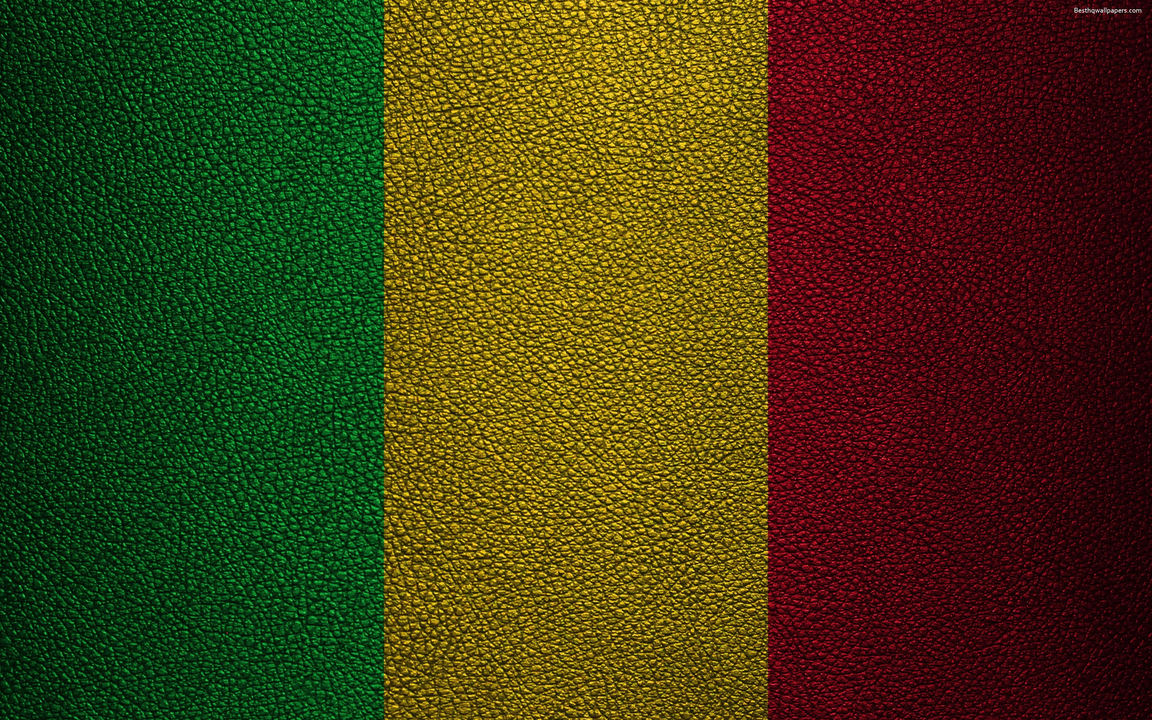 3840x2400 Download wallpaper Flag of Mali, 4K, leather texture, Africa, Desktop