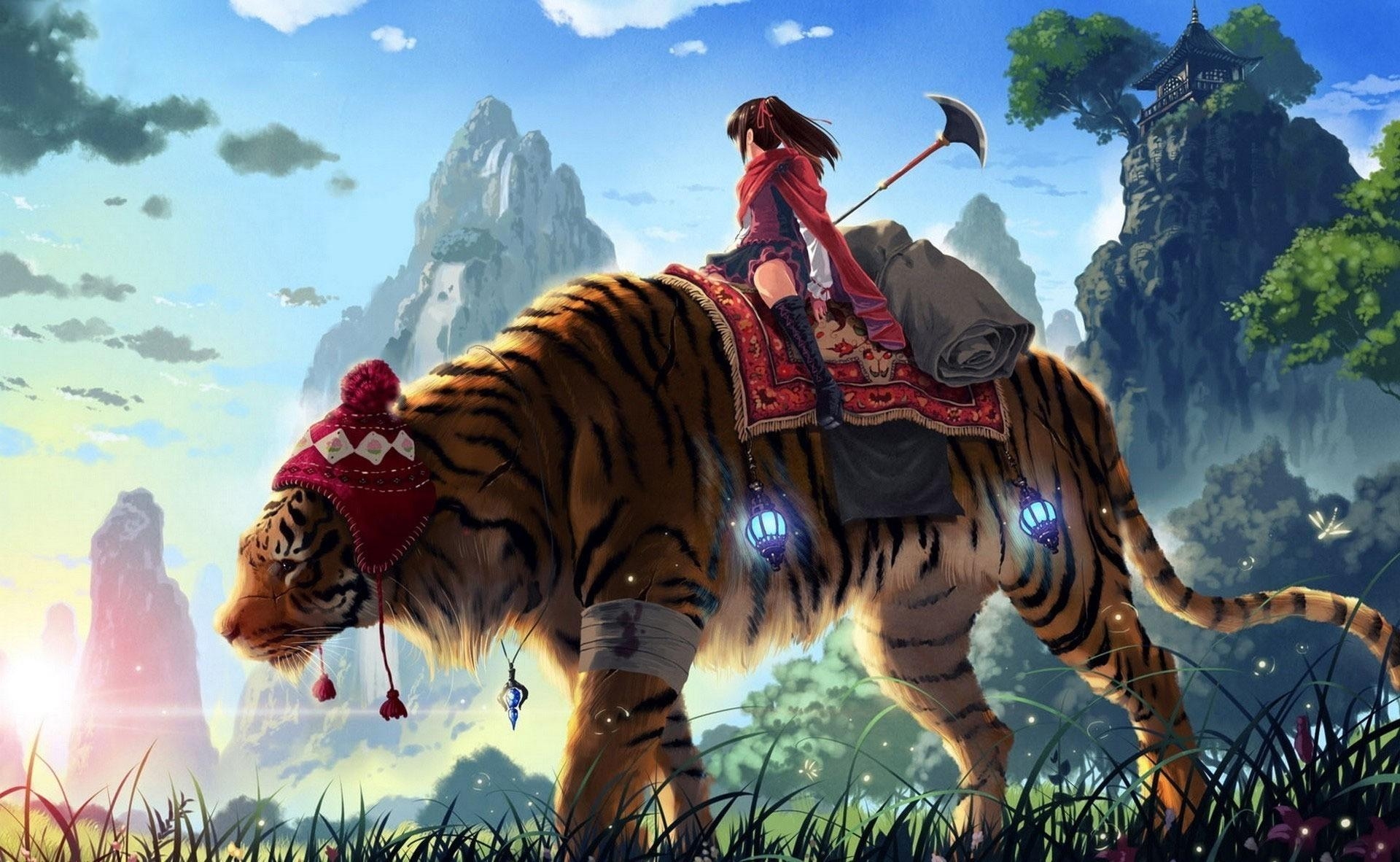 1920x1190 fantasy art artwork tiger wallpaper and background. Anime, Desktop