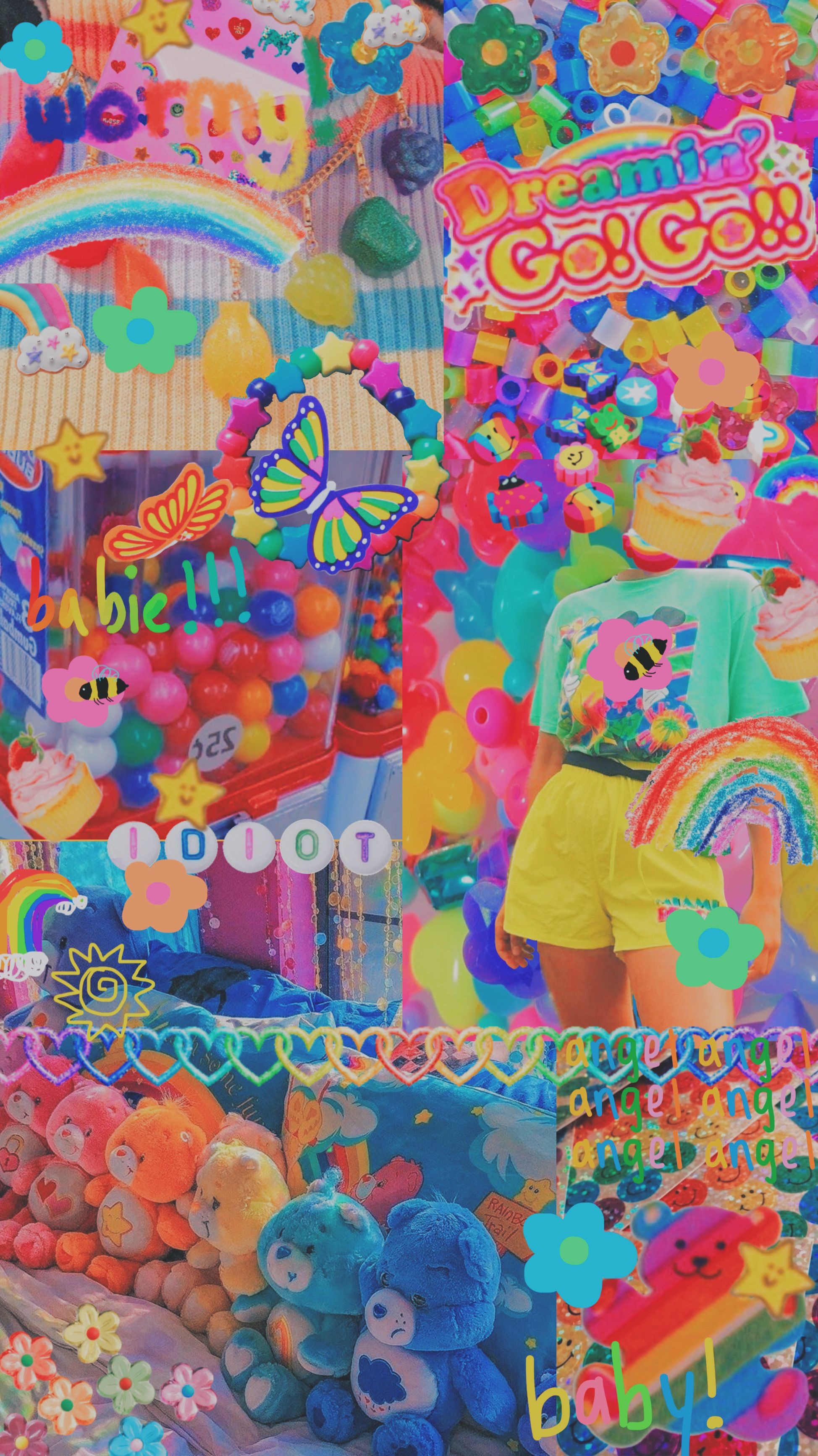 1950x3470 aesthetic rainbow 2000s retro cutie Image by ˚♡︎.*ೃ༄, Phone