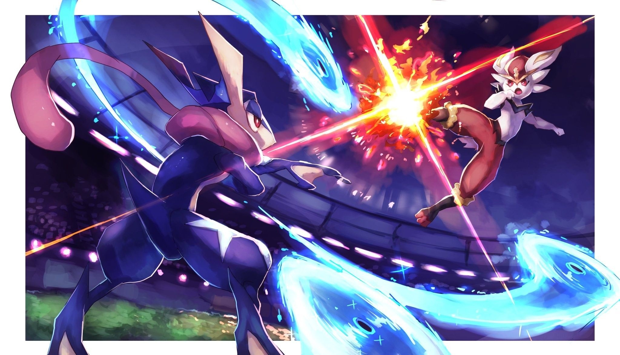 2050x1180 Pokemon:Greninja vs cinderace. Pokemon, Pokemon poster, Cute pokemon wallpaper, Desktop