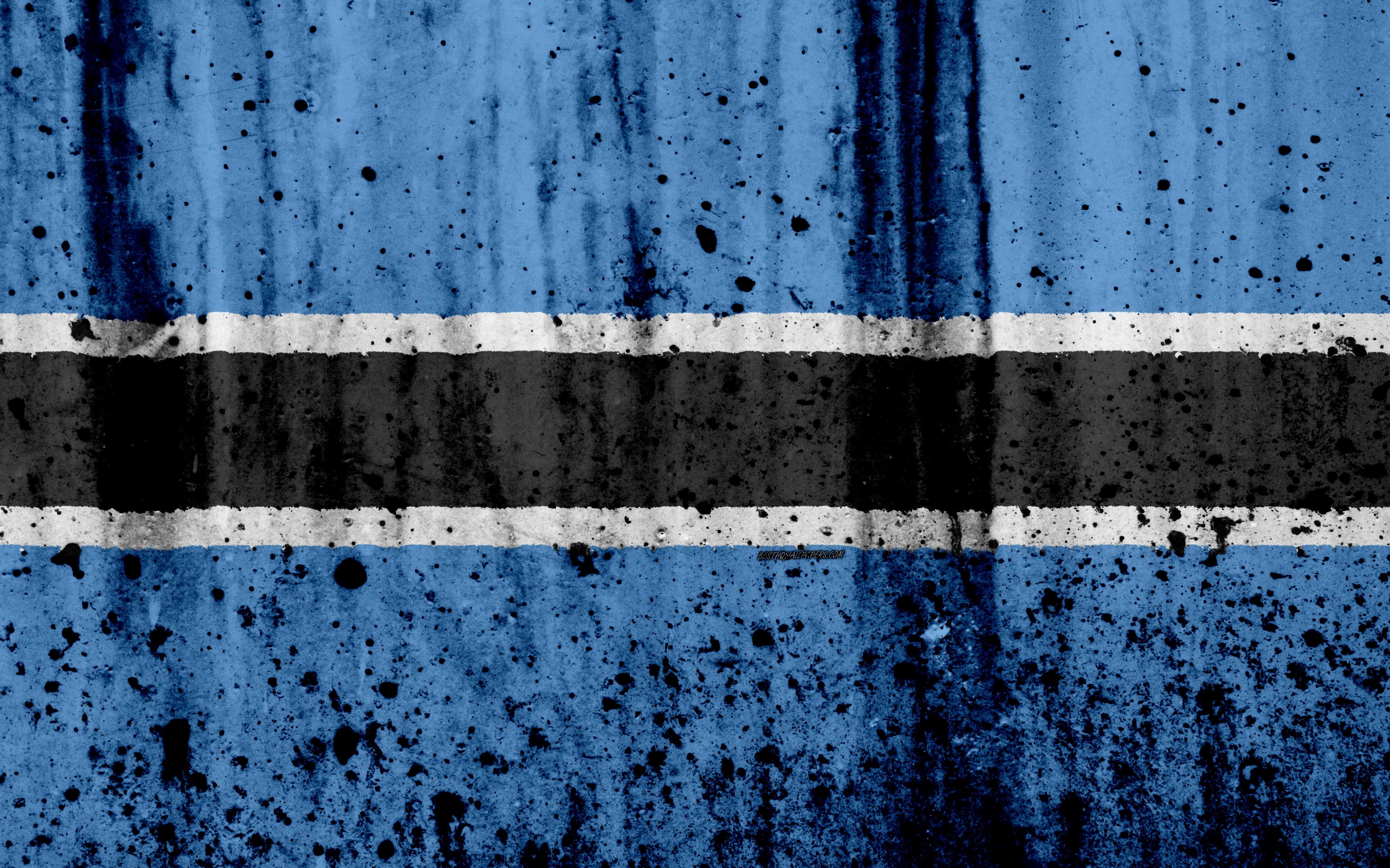 3840x2400 Download wallpaper Botswana flag, 4k, grunge, flag of Botswana, Desktop