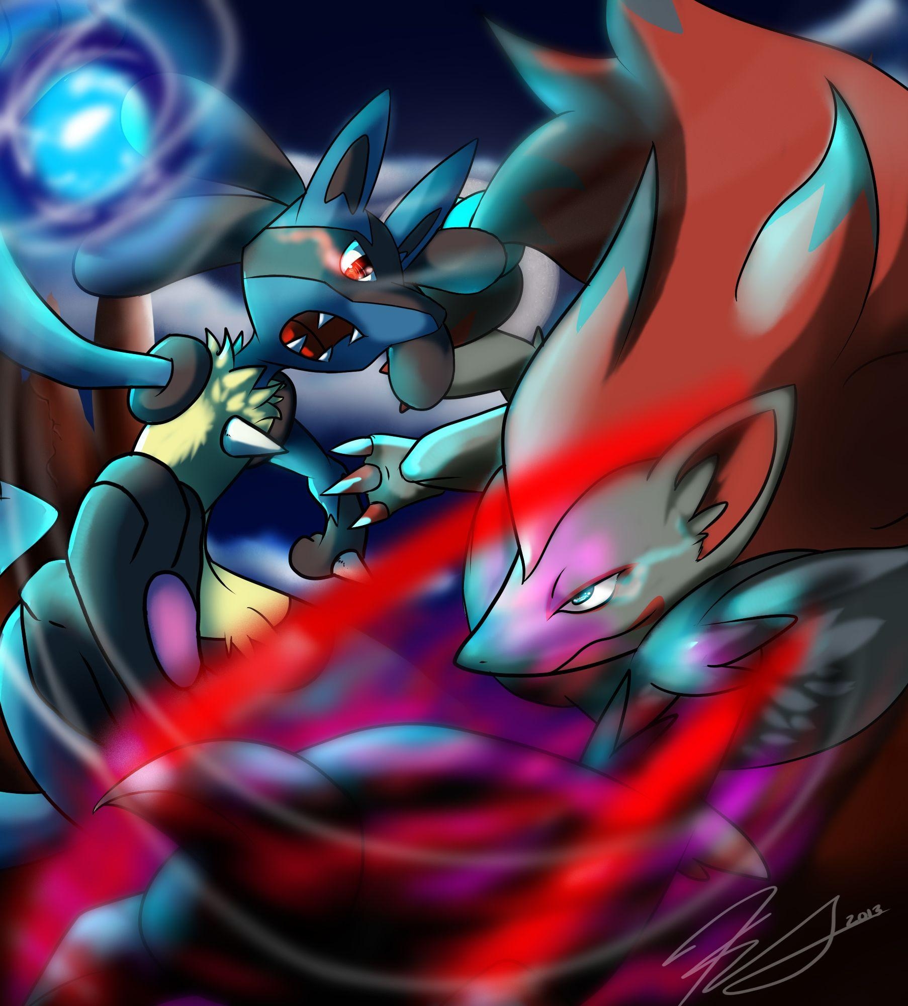 1810x2000 Lucario VS Zoroark. Pokémon, Phone