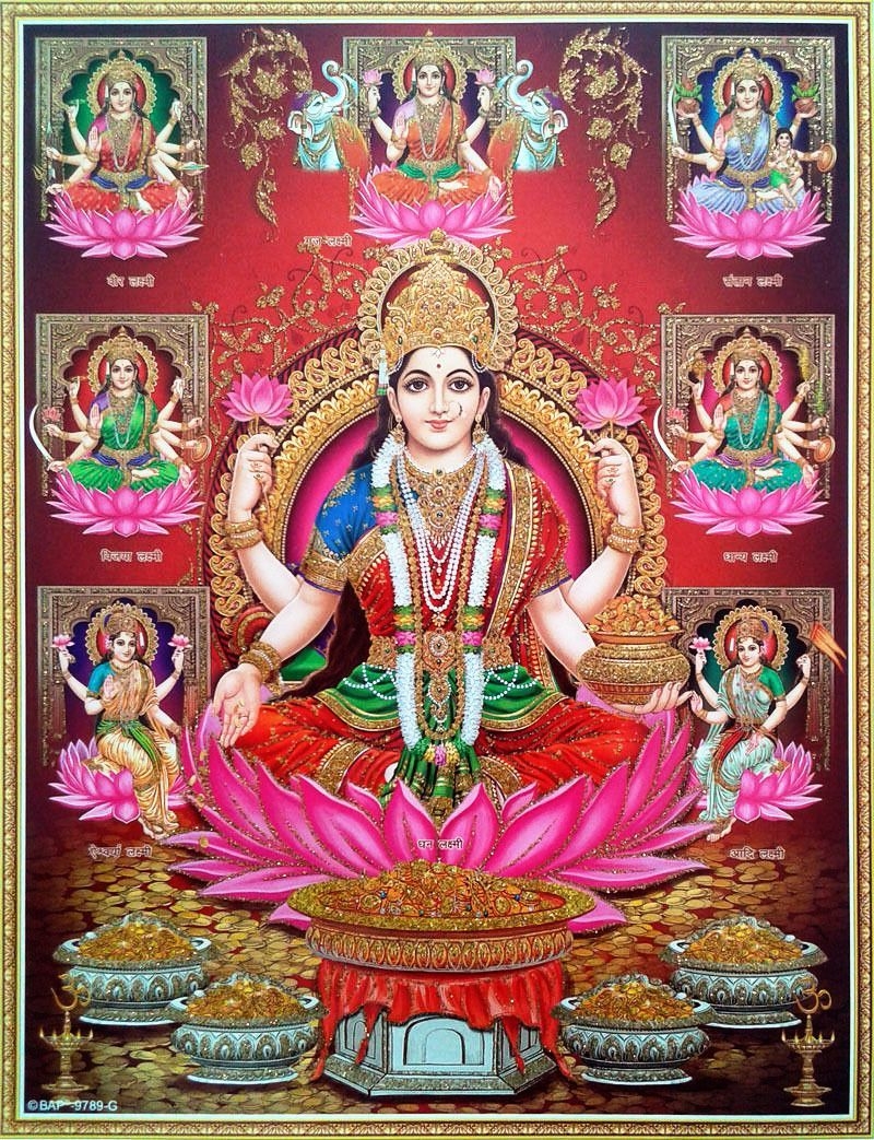 800x1050 Ashta Lakshmi Avatars (via ebay: Indian_ash). Lakshmi image, Goddess lakshmi, Hindu art, Phone