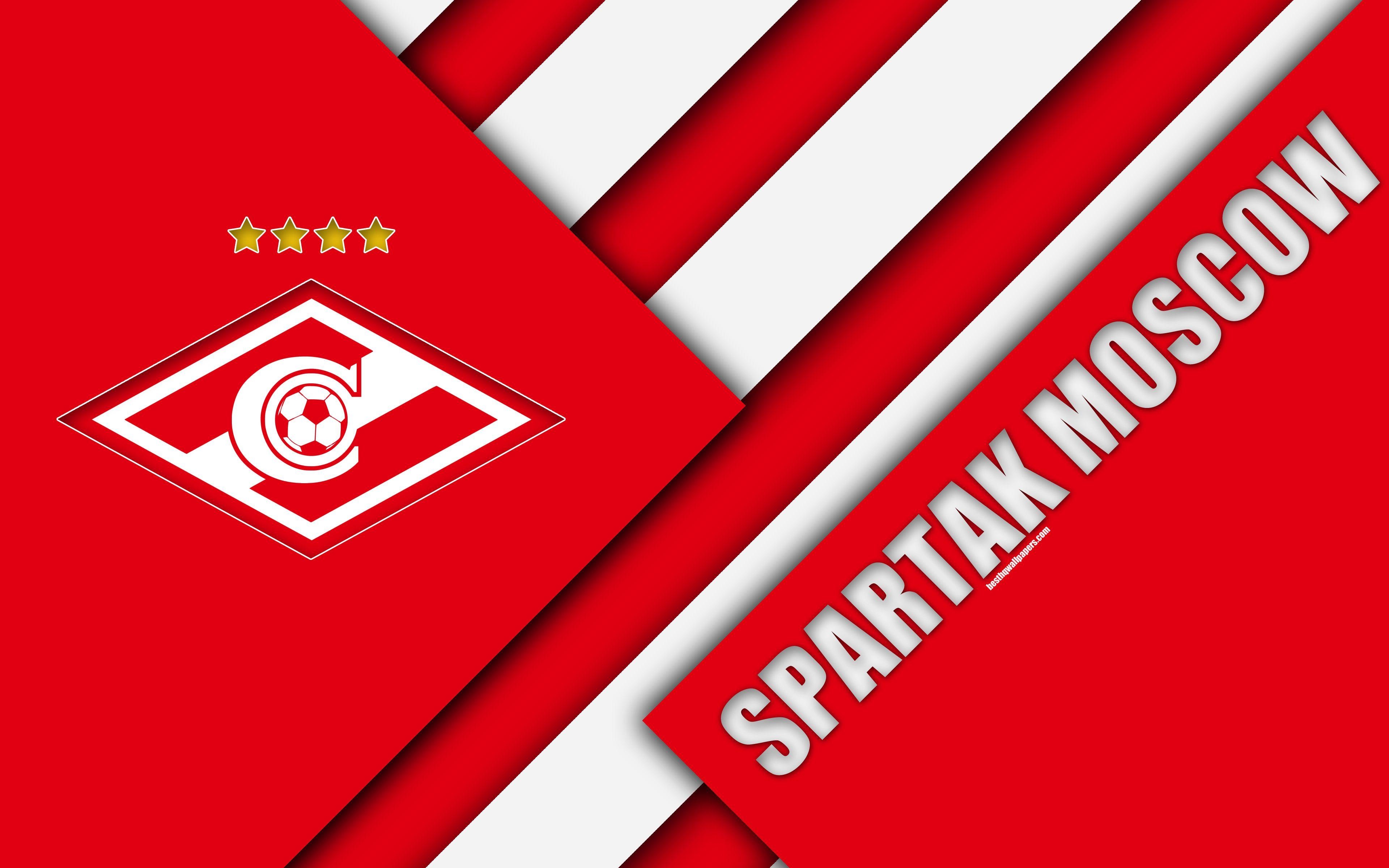 3840x2400 Download wallpaper FC Spartak Moscow, 4k, material design, red, Desktop