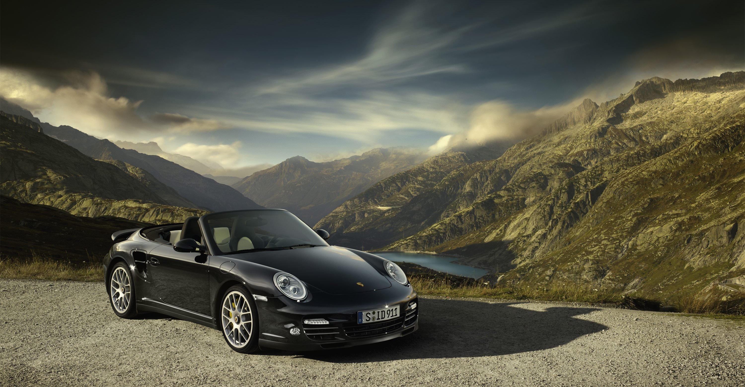 3000x1560 Black Porsche 911 Turbo S Cabriolet wallpaper, Desktop