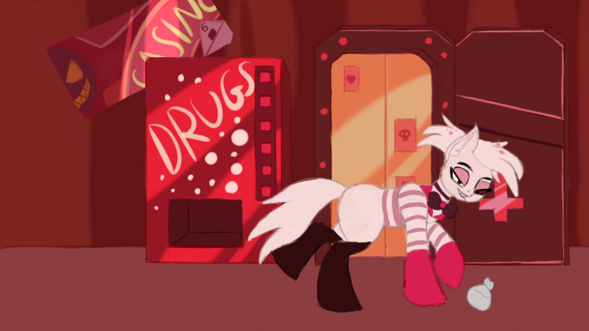 1920x1080 angel dust, artist:mitya drugs, earth pony, hazbin hotel, ponified, pony, safe, Desktop