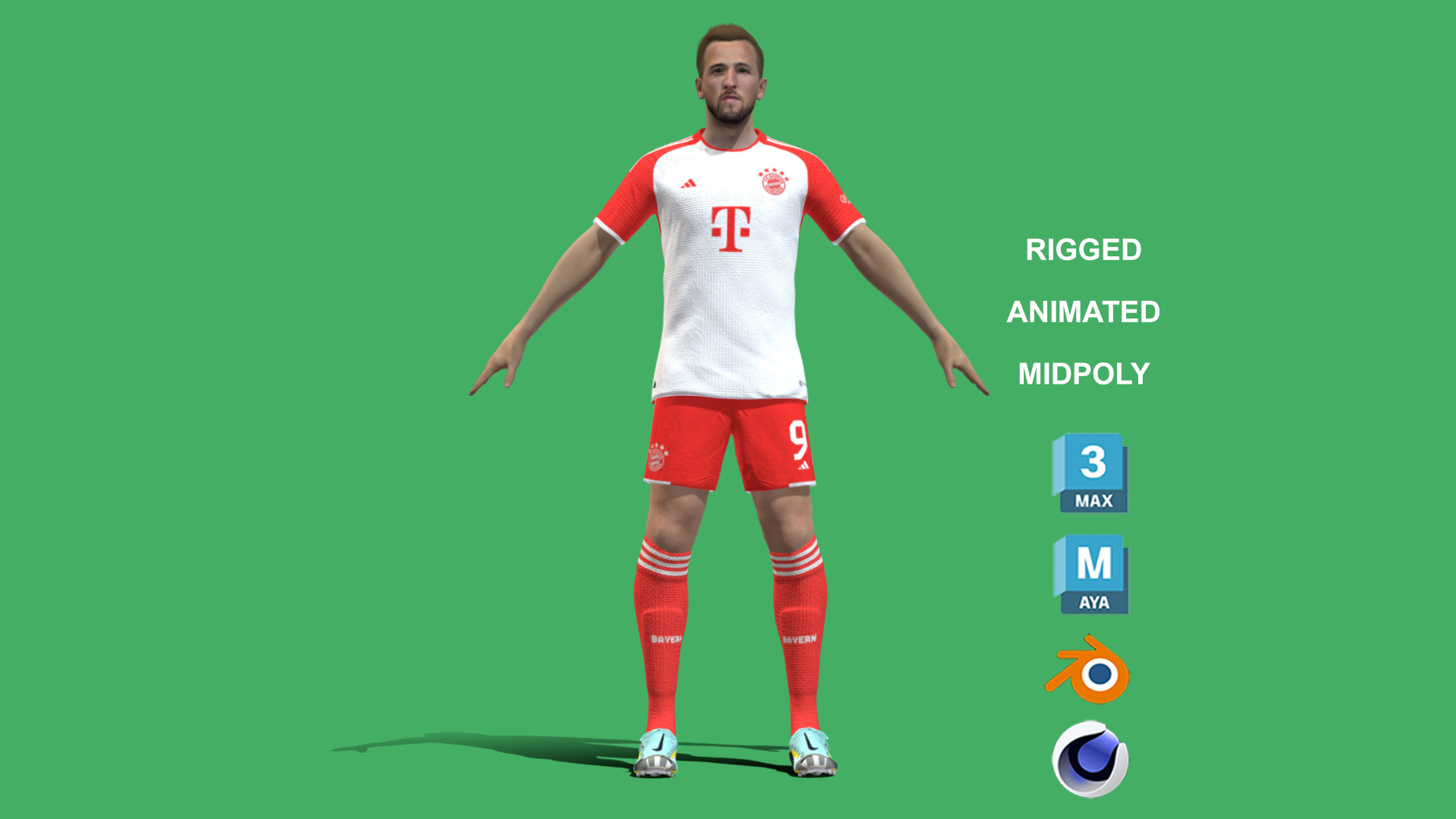 1920x1080 3D File 3D Rigged Harry Kane T Pose, Desktop