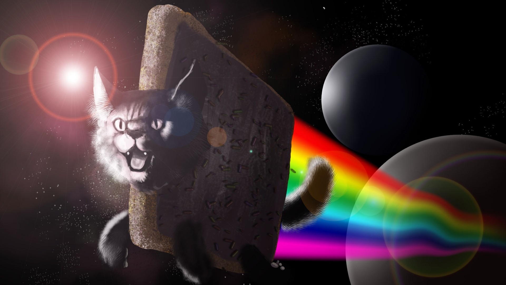 1920x1080 #rainbows, #colorful, #cat, #humor, #Nyan Cat, #LSD, #animals, #digital art, #space art, wallpaper. Mocah HD Wallpaper, Desktop