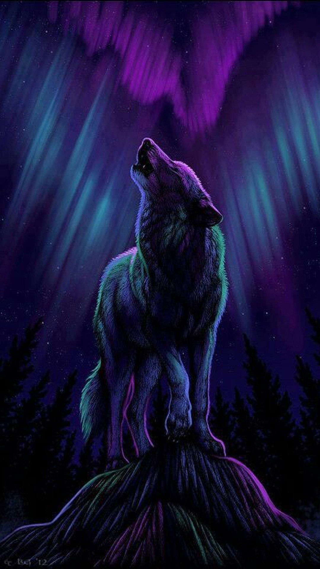 1080x1920 Cool Purple Wolf Wallpaper, Phone