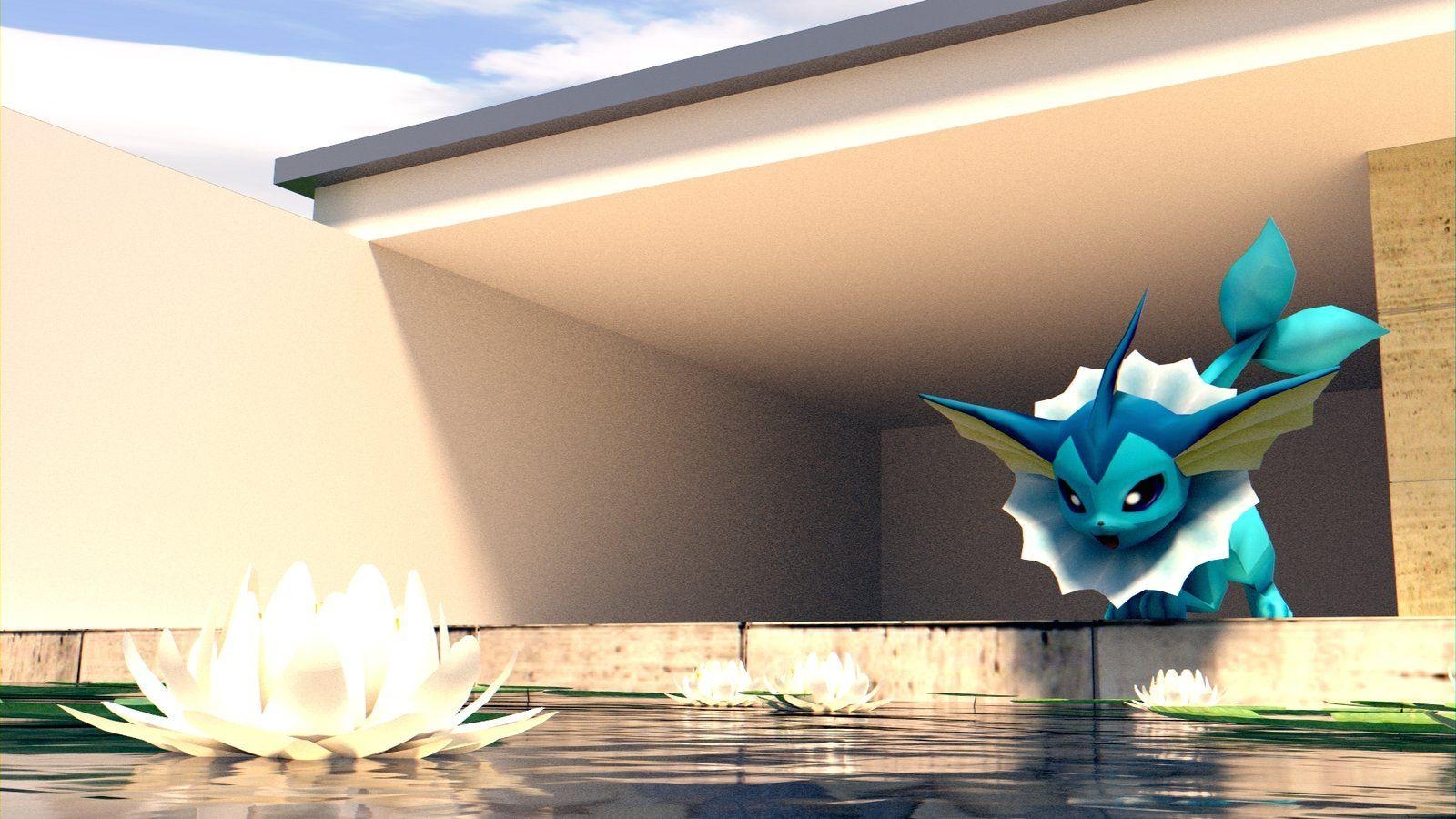 1600x900 Vaporeon have a pool! [WALLPAPER] [3D MODEL], Desktop