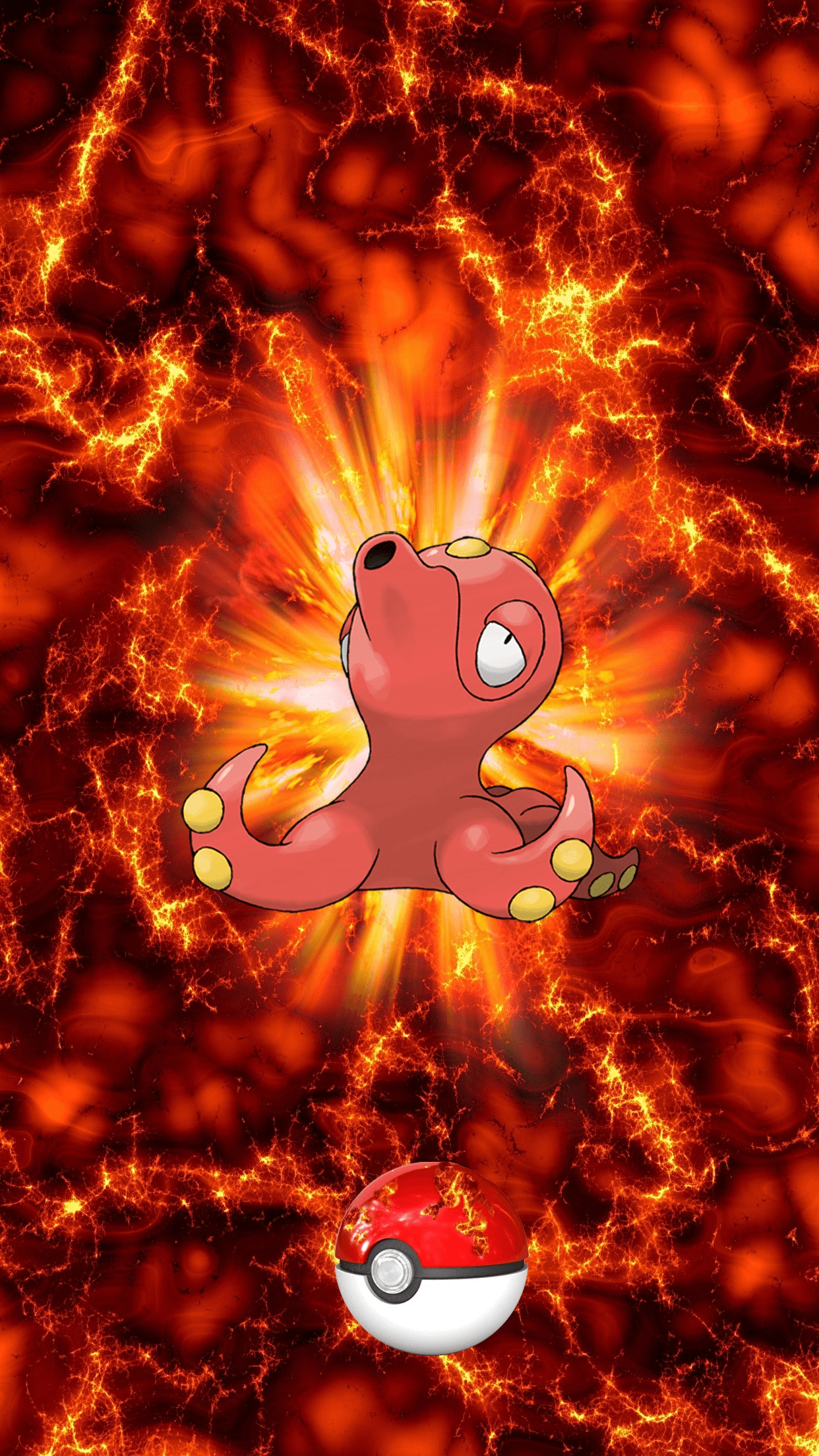 1250x2210 Fire Pokeball Octillery Unknown Remoraid, Phone