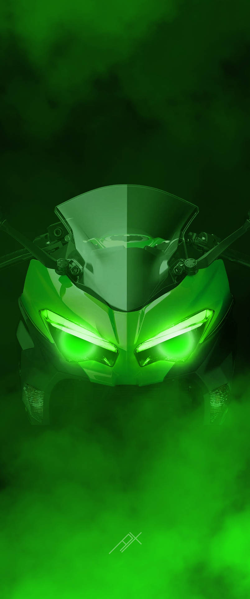 810x1920 Kawasaki H2r Green Smoke Wallpaper, Phone