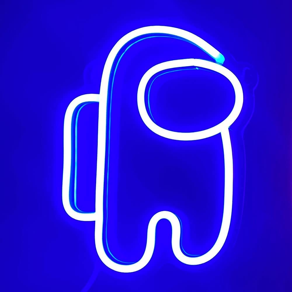 1000x1000 Among Us Blue Neon Light Neon Sign for Wall Decor USB Powered Light Up Suitable for Bedroom, Game Room, Club Decoration, Phone