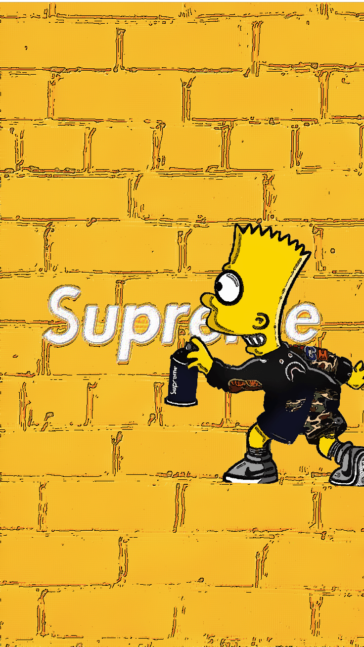 740x1310 Supreme #BartxSupreme #Yellow. Simpson wallpaper iphone, Phone