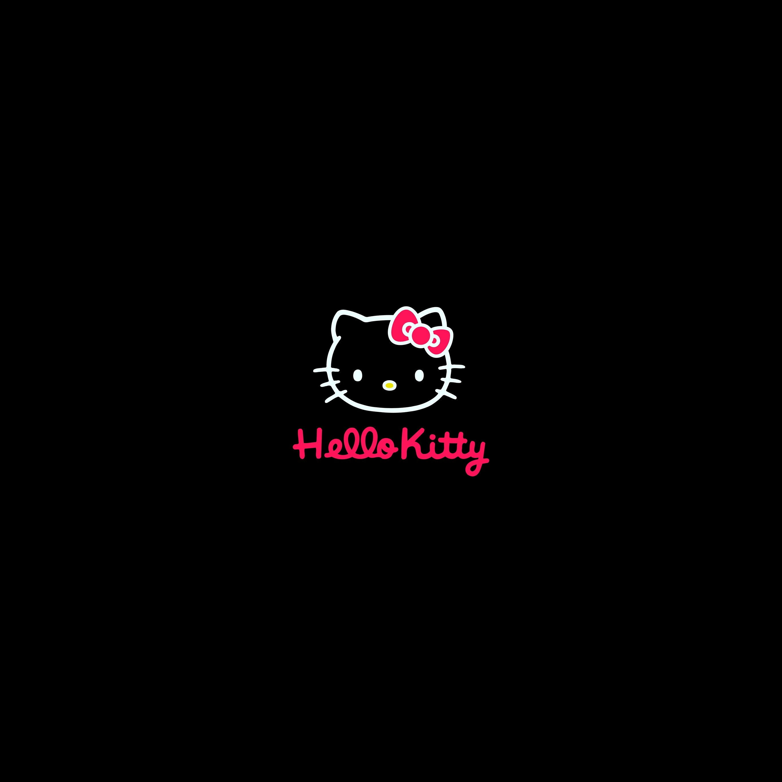 2740x2740 Hello Kitty Logo Art Cute Dark Wallpaper, Phone