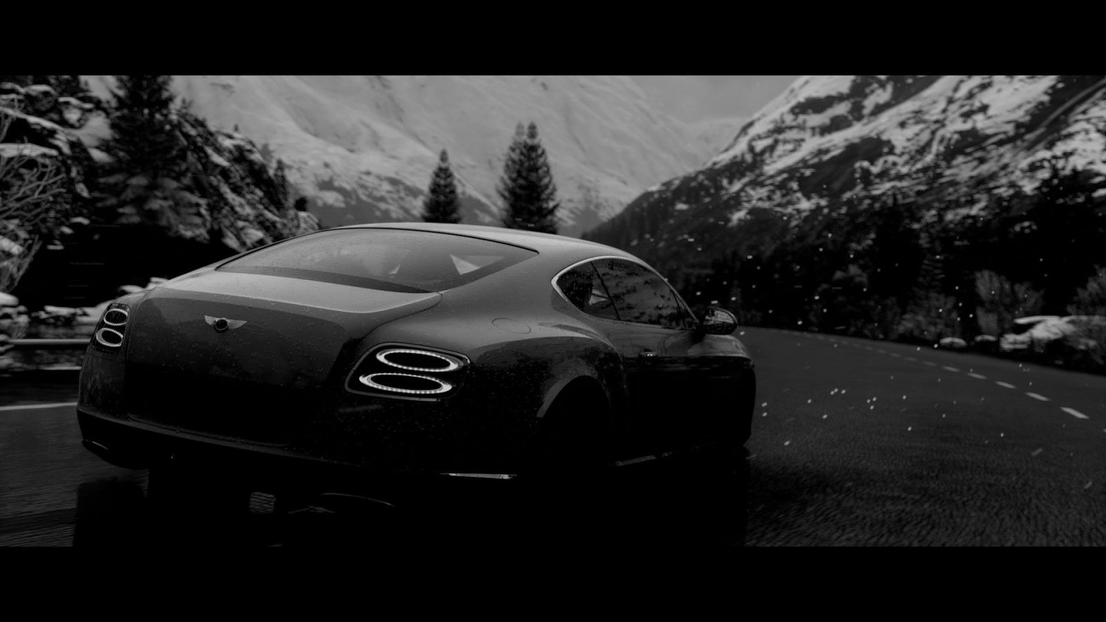 1600x900 Wallpaper, rain, sports car, Driveclub, Convertible, Bentley Continental GT, wheel, supercar, black and white, monochrome photography, land vehicle, automotive design, automobile make, luxury vehicle 1920x1080 Wallpaper, Desktop