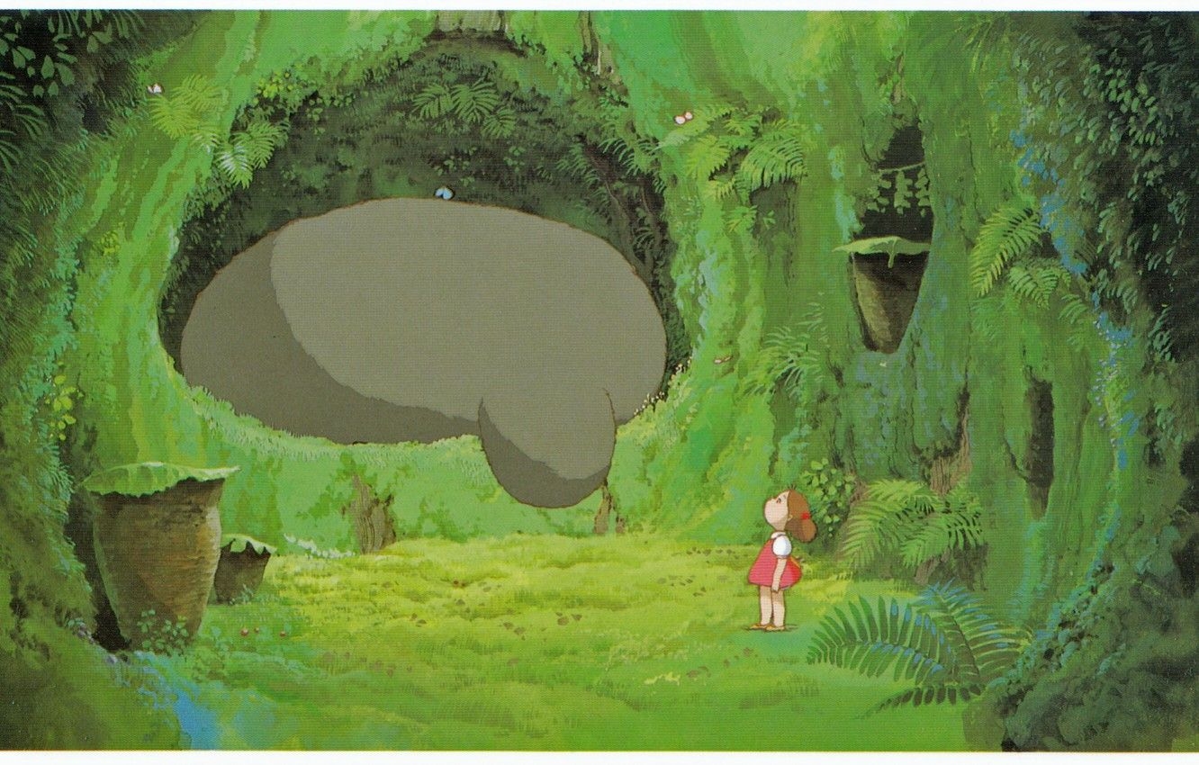 1340x850 Wallpaper forest, paw, my neighbor Totoro, art, Hayao Miyazaki, tonari no totoro, hayao Miyazaki, mei kusakabe, den image for desktop, section прочее, Desktop