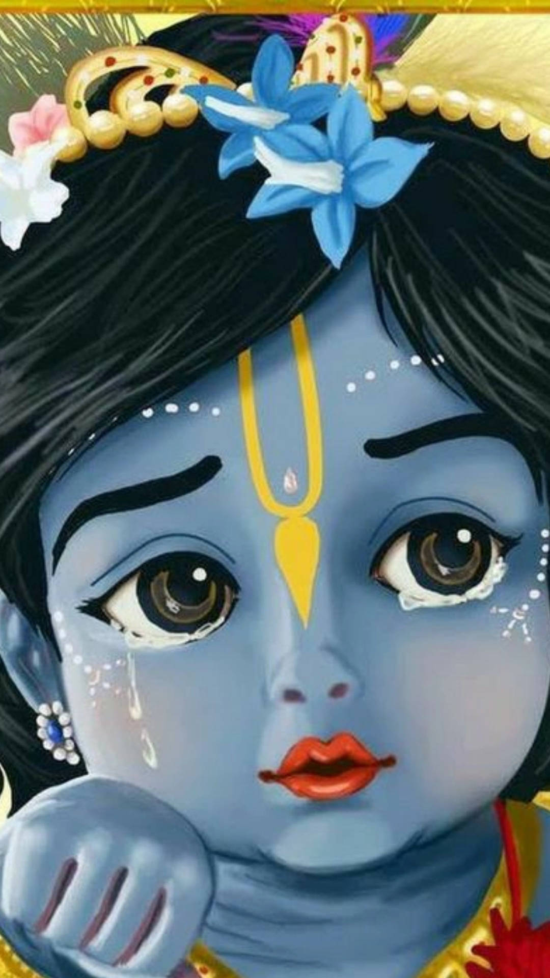 1080x1920 Download Sad Animated Krishna Crying Wallpaper, Phone