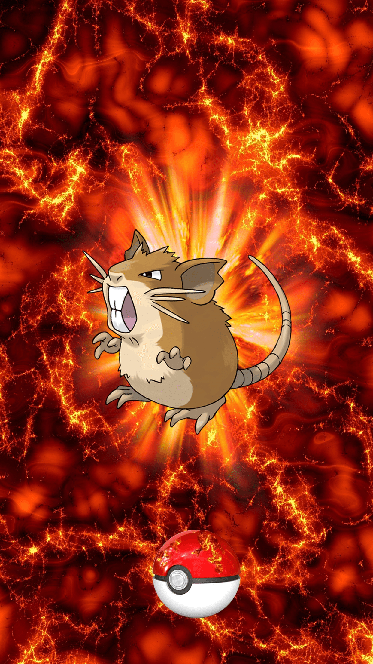 1250x2210 Fire Pokeball Raticate Ratta Rattata, Phone