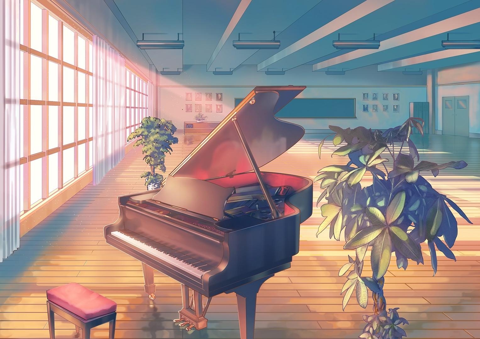 1530x1080 anime, Piano, Classroom Wallpaper HD / Desktop and Mobile Background, Desktop