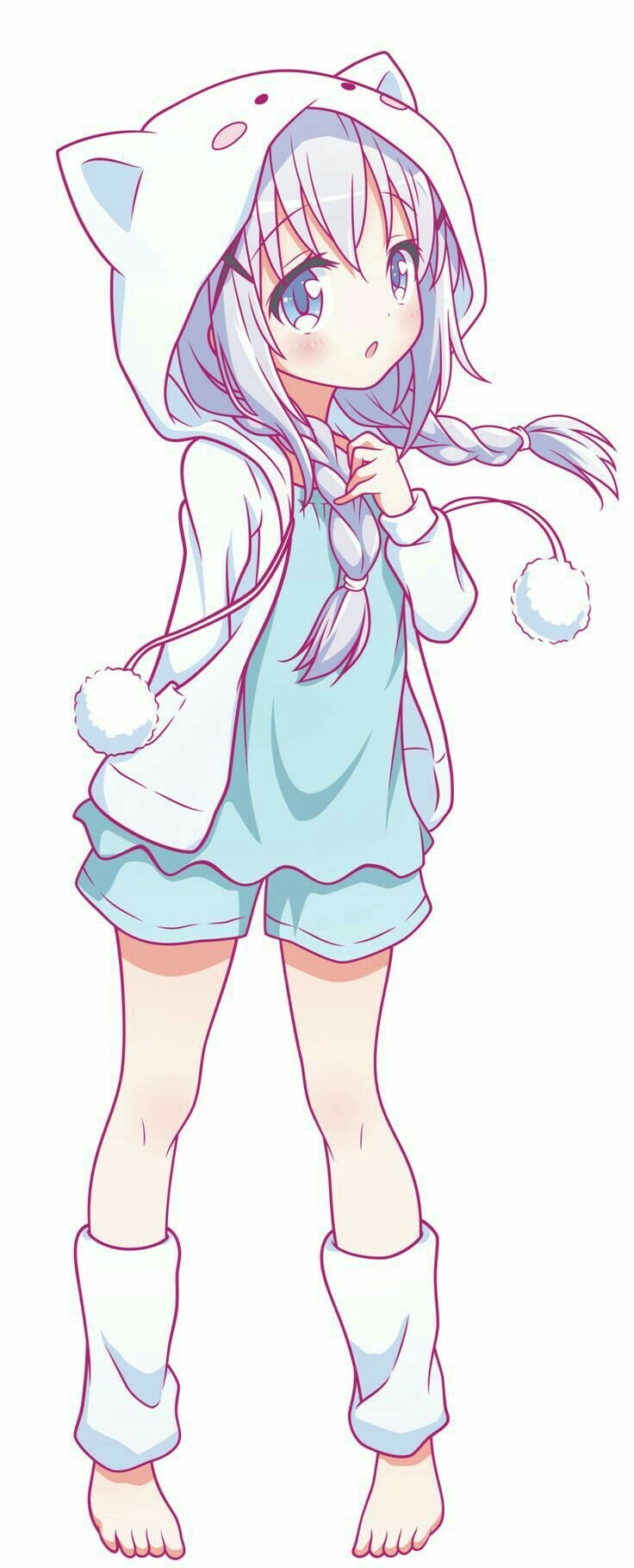 740x1820 Chibi Anime Girl With Hoodie, Phone