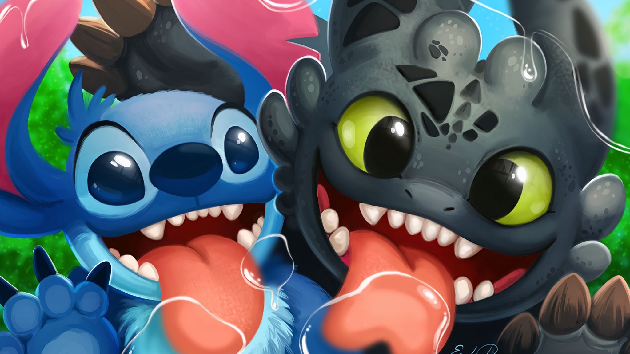 2050x1160 Desktop Wallpaper Stitch, Lilo And Stitch, Toothless, How To Train Your Dragon, Crossover, HD Image, Picture, Background, D0fad7, Desktop