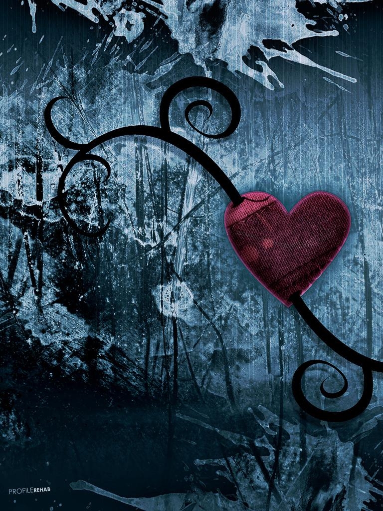 770x1030 Blue Grunge Wallpaper with Red Heart Grunge Heart, Phone