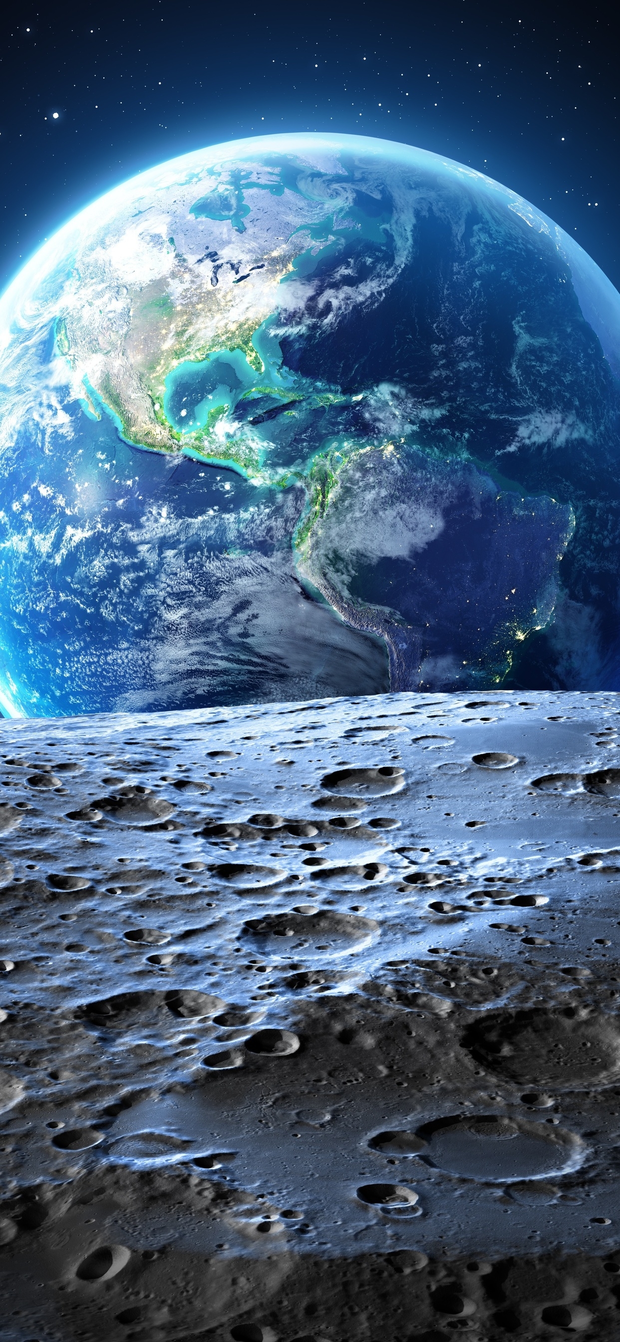 1250x2690 Earth Moon 4k wallpaper, Phone