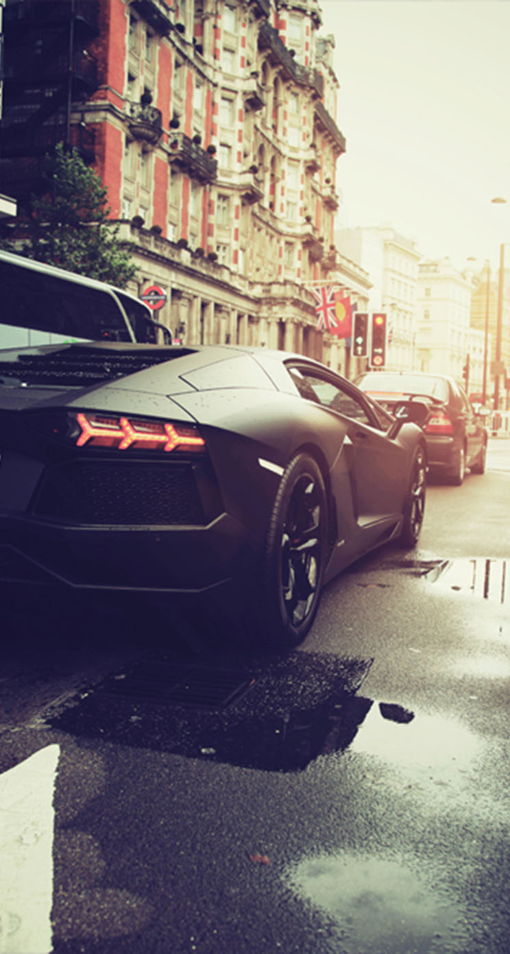 750x1400 The iPhone Wallpaper Matte Black Aventador, Phone